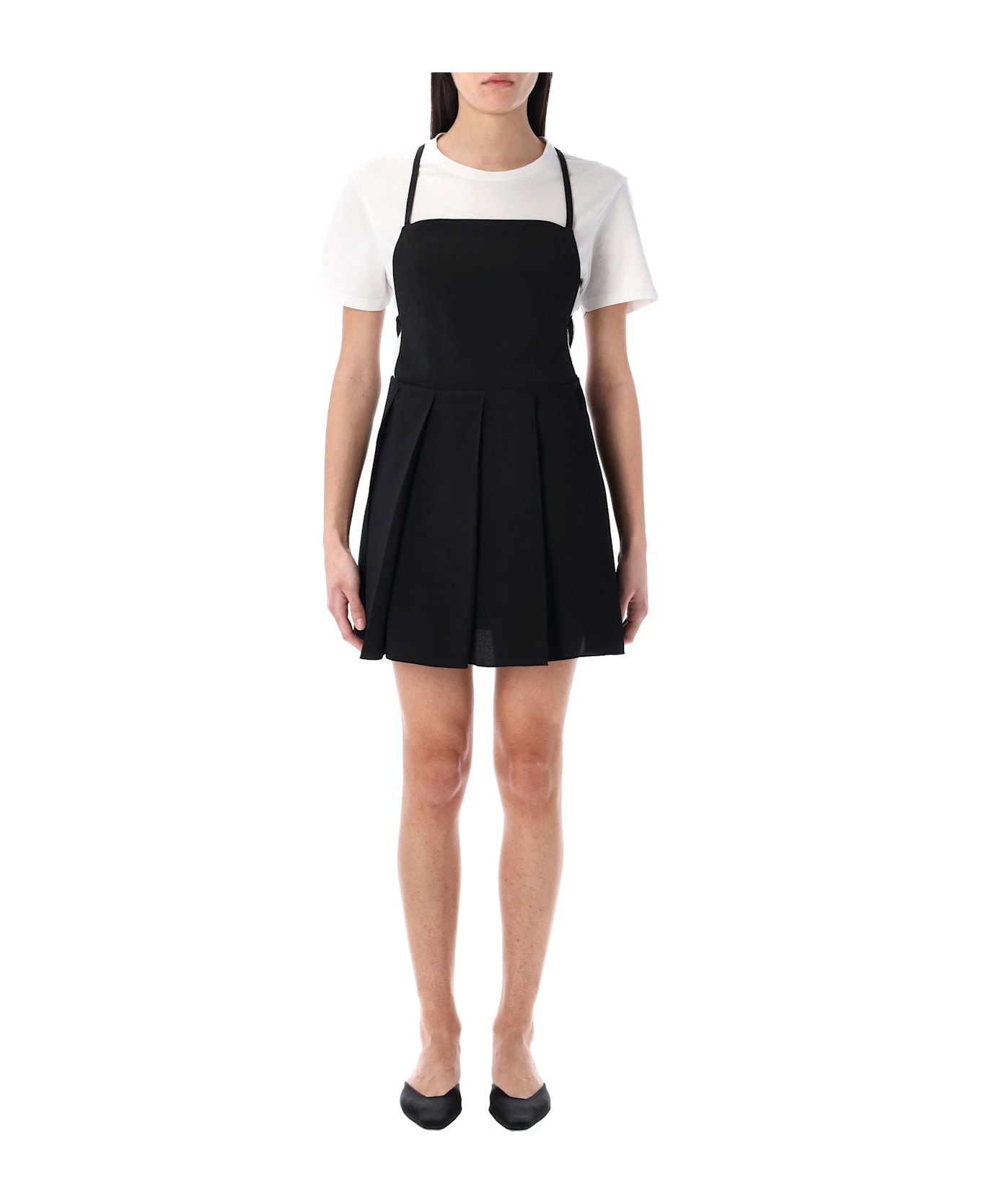 Low Classic Pleated Mini Dress - BLACK