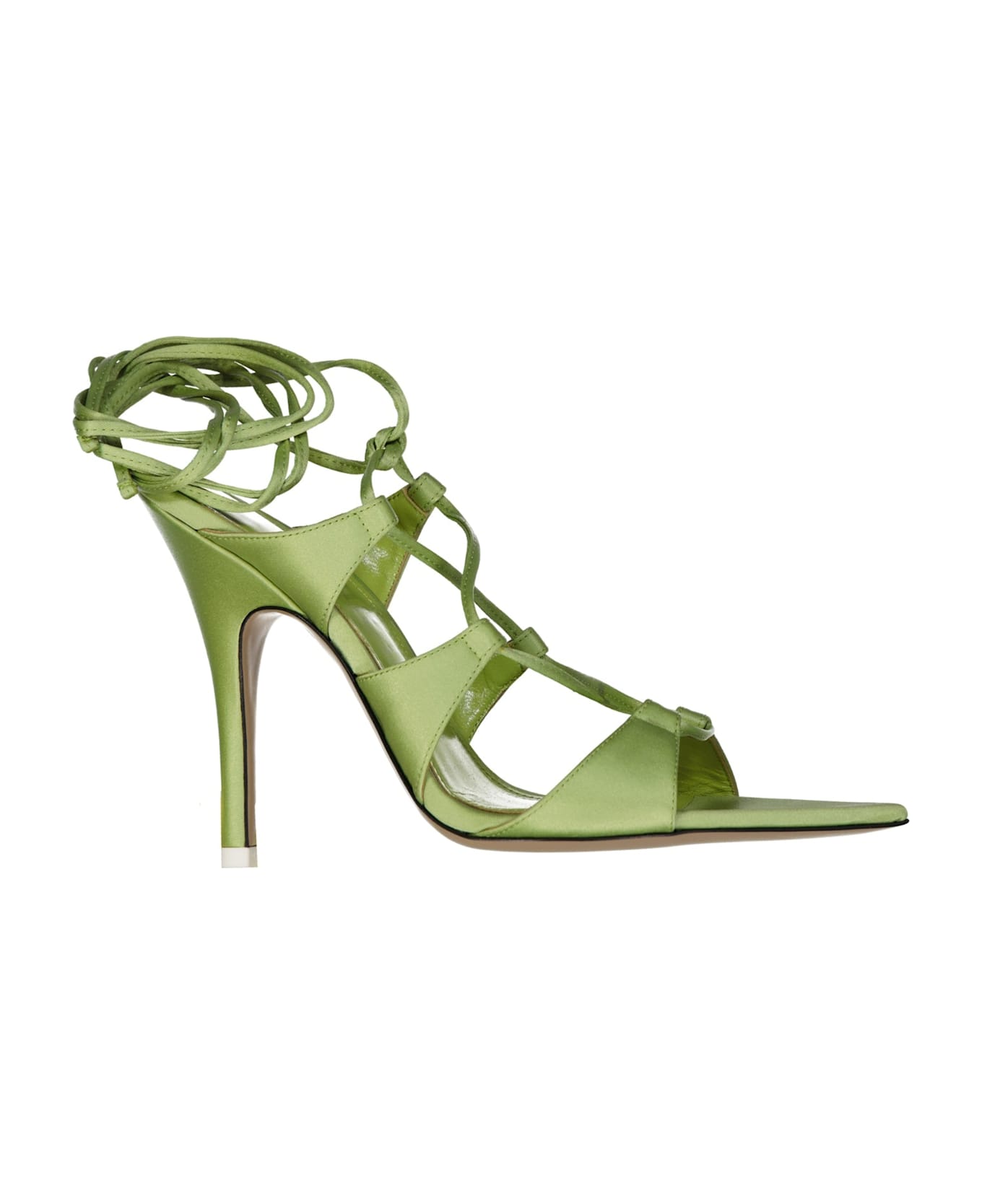 The Attico Reneè Satin Sandals - Green