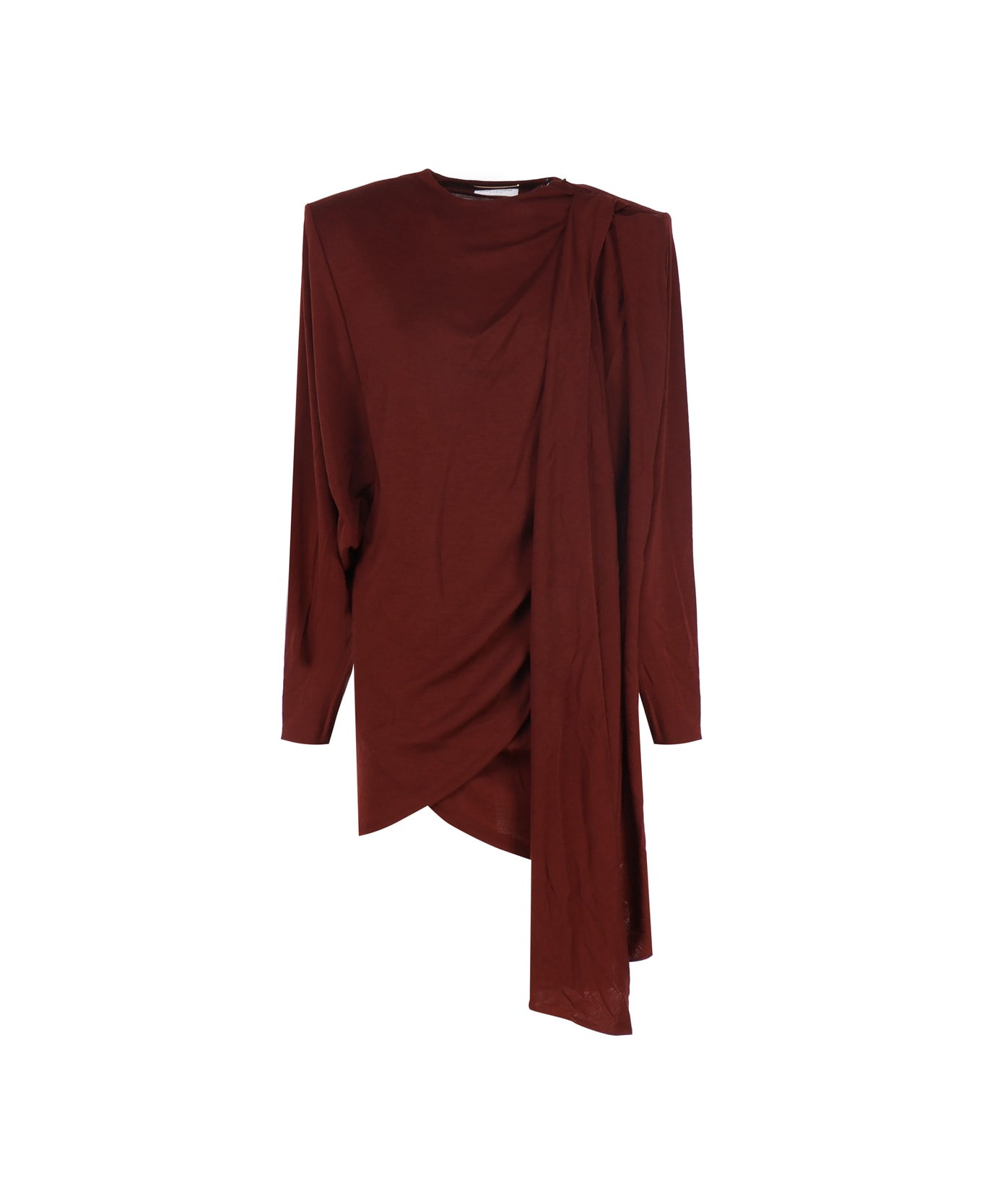 Saint Laurent Draped Asymmetric Dress - Rouge piment