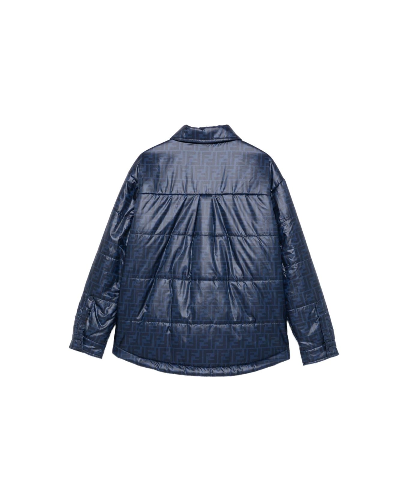 Fendi Kids Dark Blue Quilted Shirt Jacket - Blue