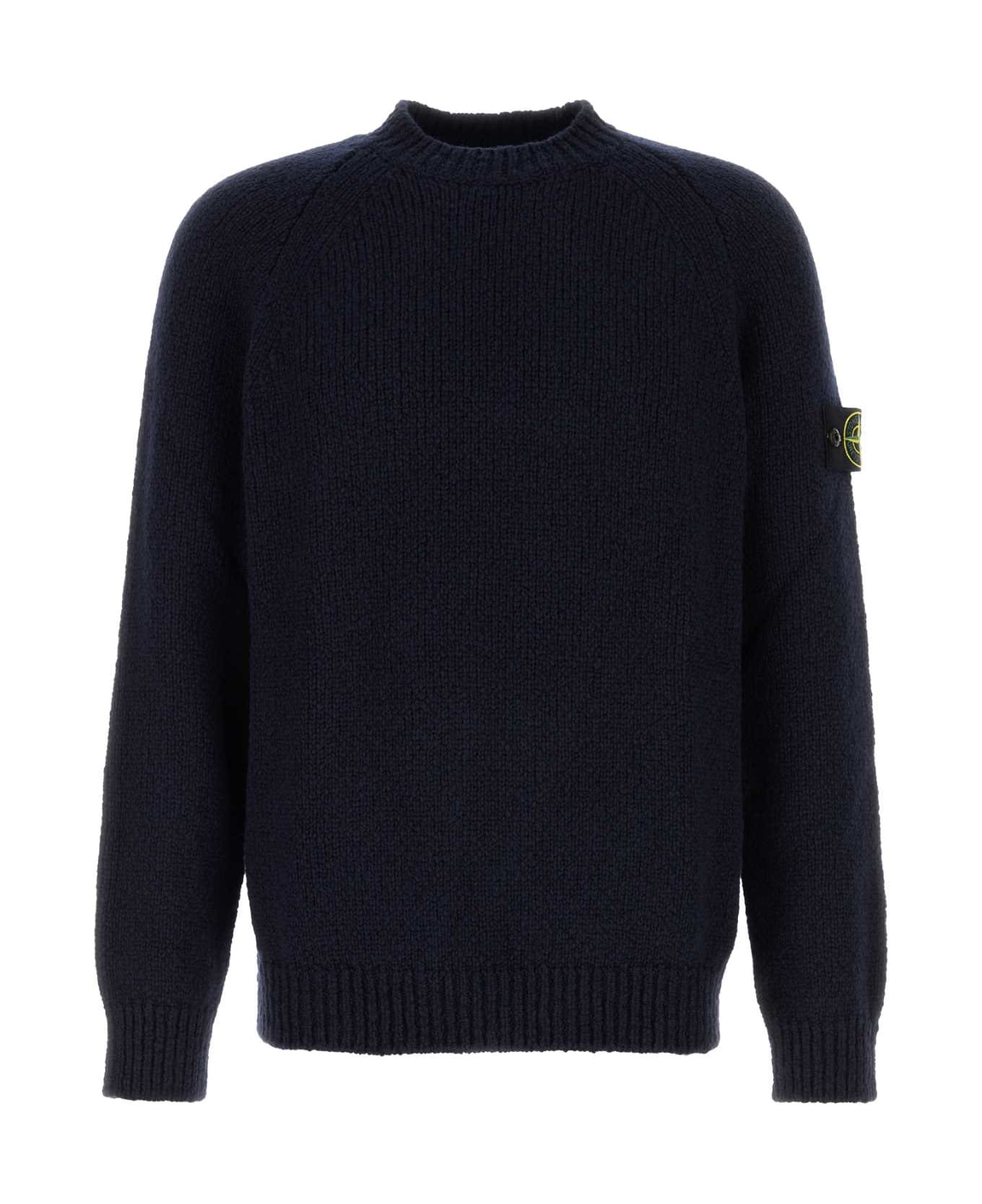 Stone Island Midnight Blue Wool Blend Sweater - NAVYBLUE
