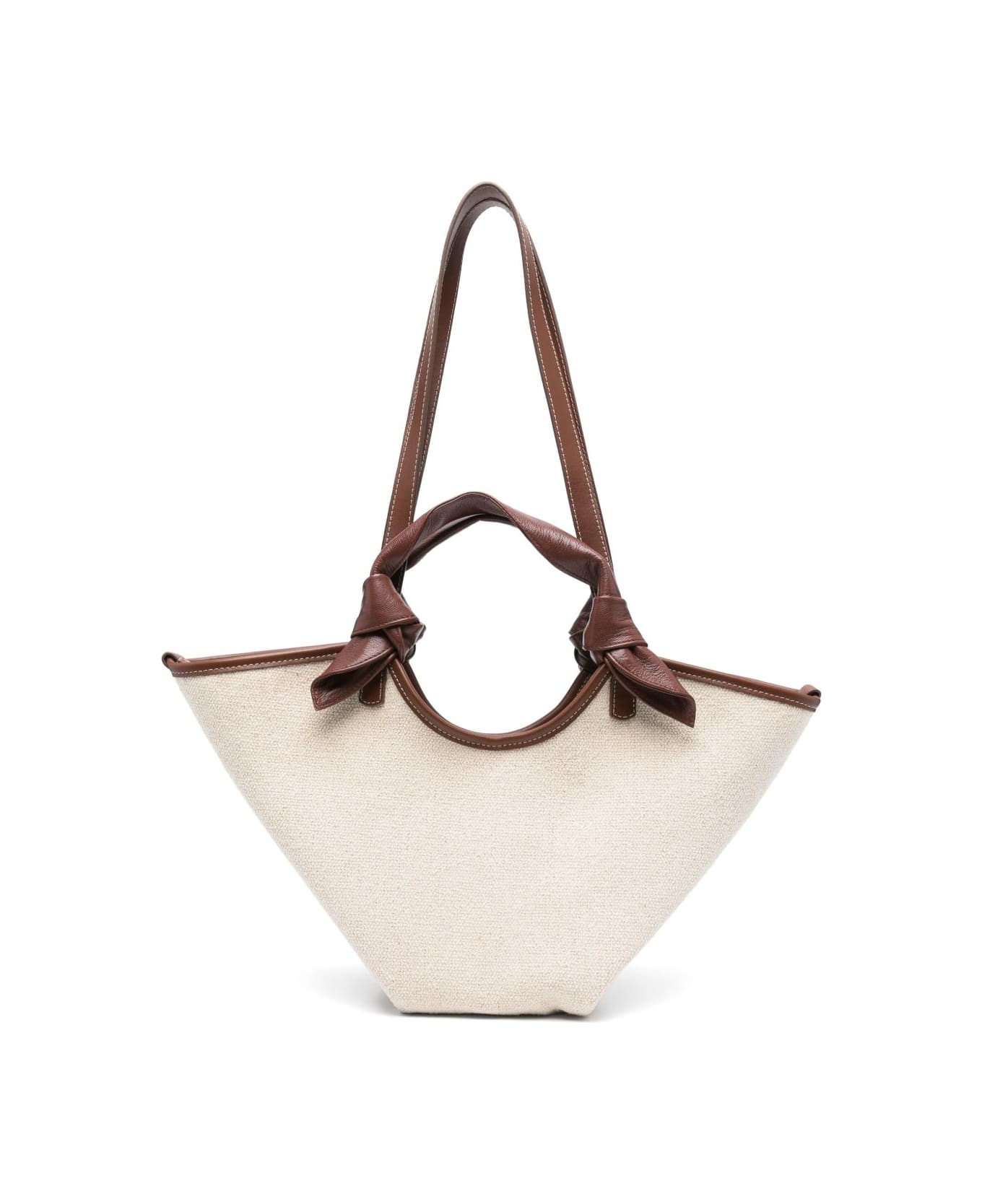 Hereu Fonol Small Canvas Tote - Leather Brown