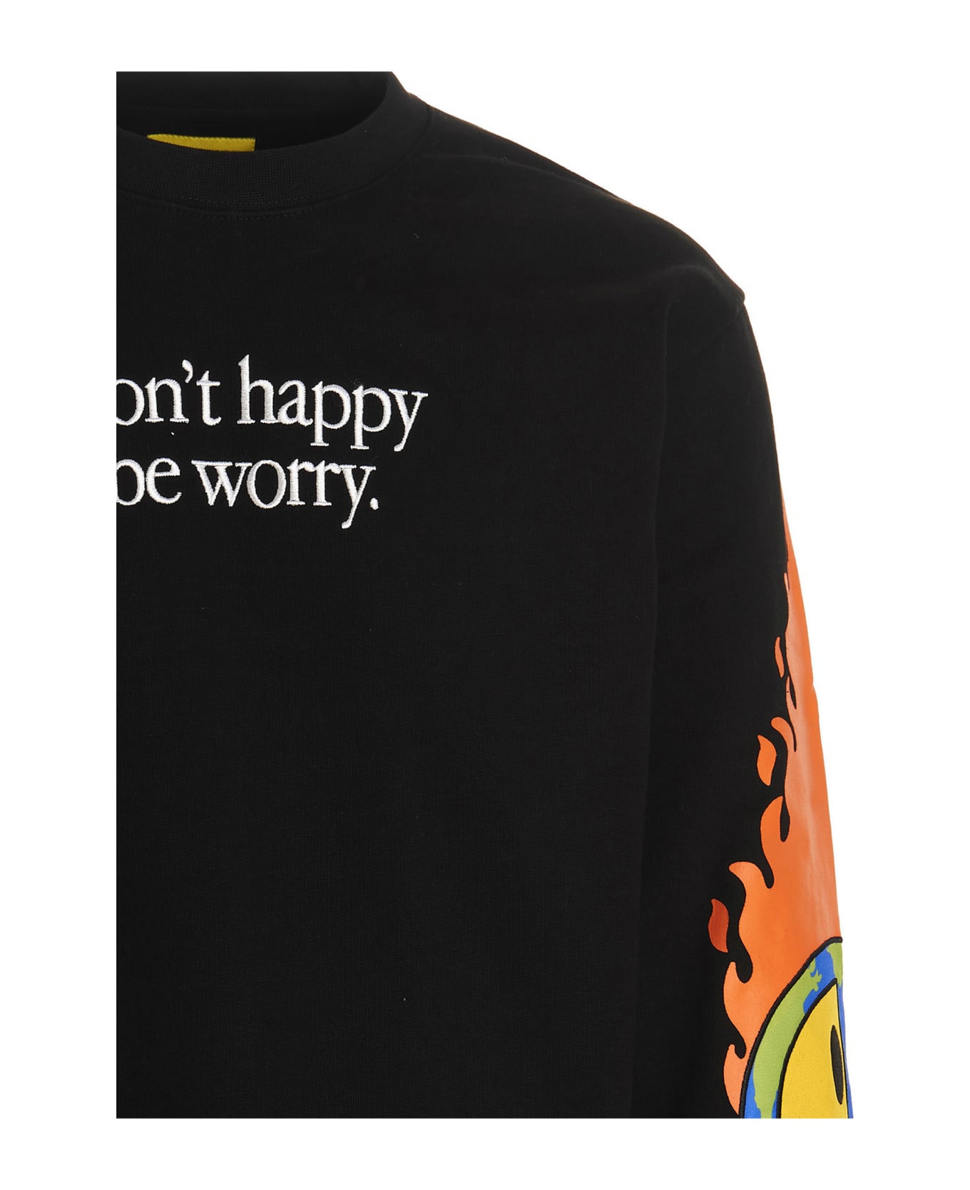 Market 'smiley Earth On Fire' Sweatshirt - BLACK