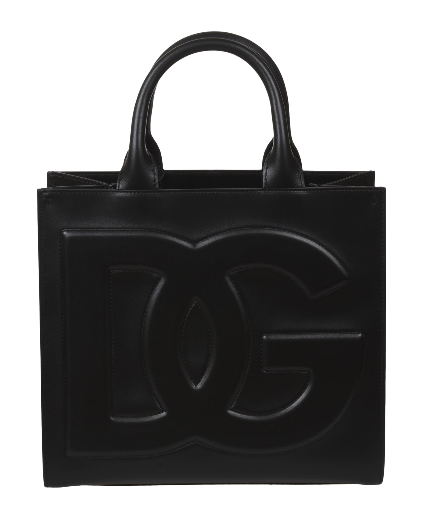 Dolce & Gabbana Round Top Handle Logo Tote - Black