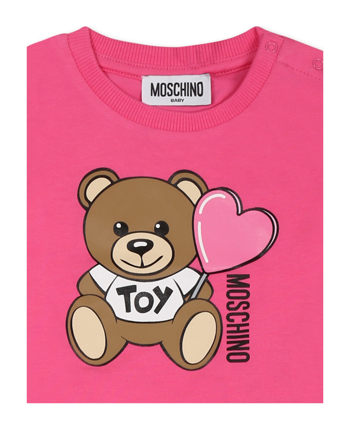 Moschino Fuchsia Suit For Baby Gir With Teddy Bear - Fuchsia
