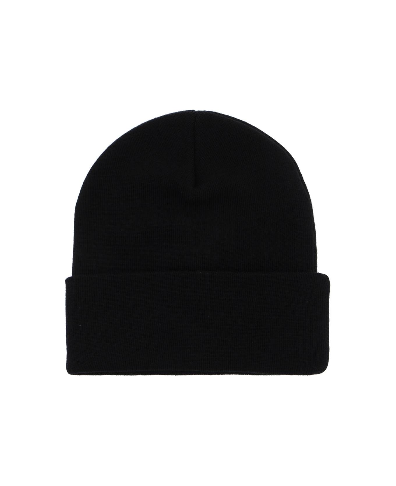Palm Angels Cotton Beanie With Logo - black