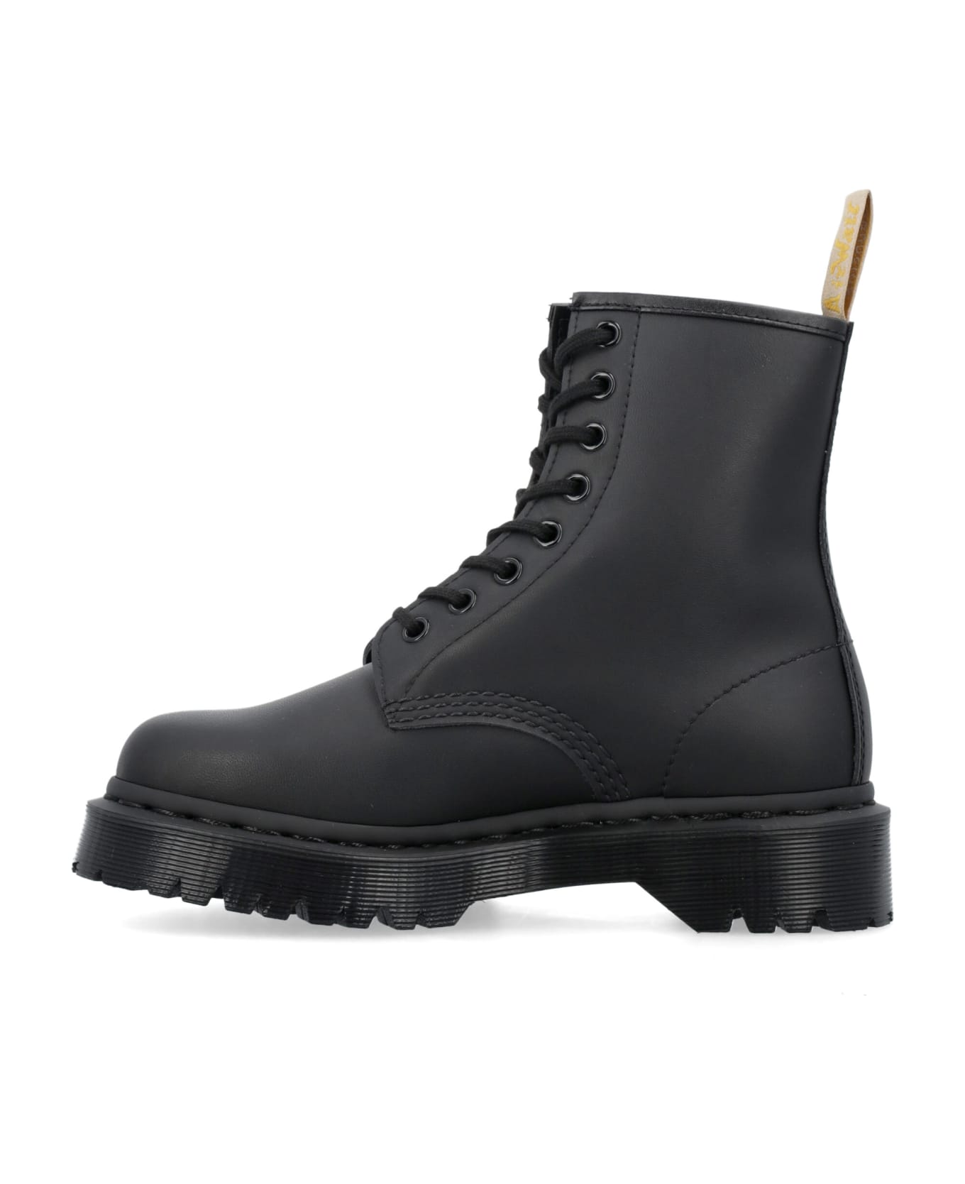 Dr. Martens 1460 Mono Combat Boots In Black Leather - BLACK
