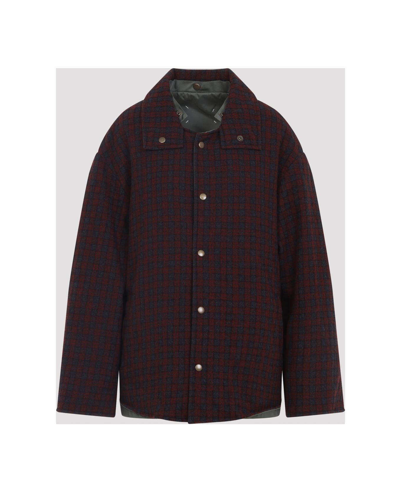 Maison Margiela Polyamide And Wool Jacket - Military Burgundy Check