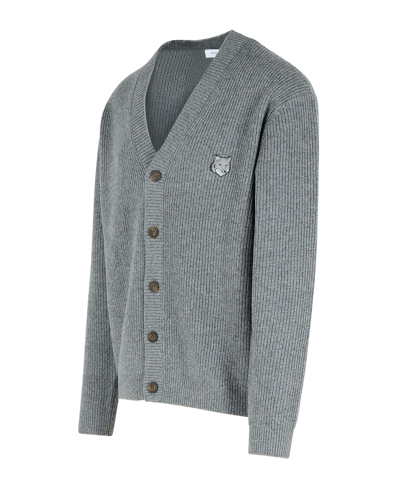 Maison Kitsuné Grey Wool Blend Cardigan - GREY