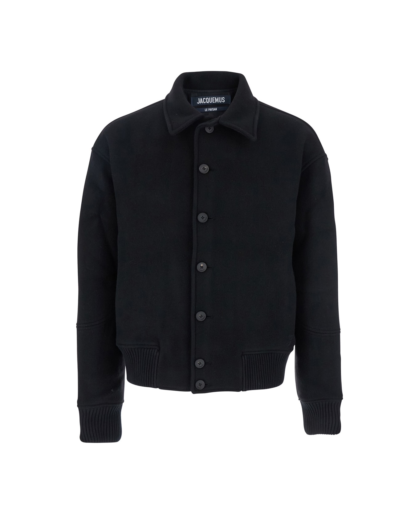 Jacquemus Black Jacket With Classic Collar And Dropped Shoulders In Wool Man - Black