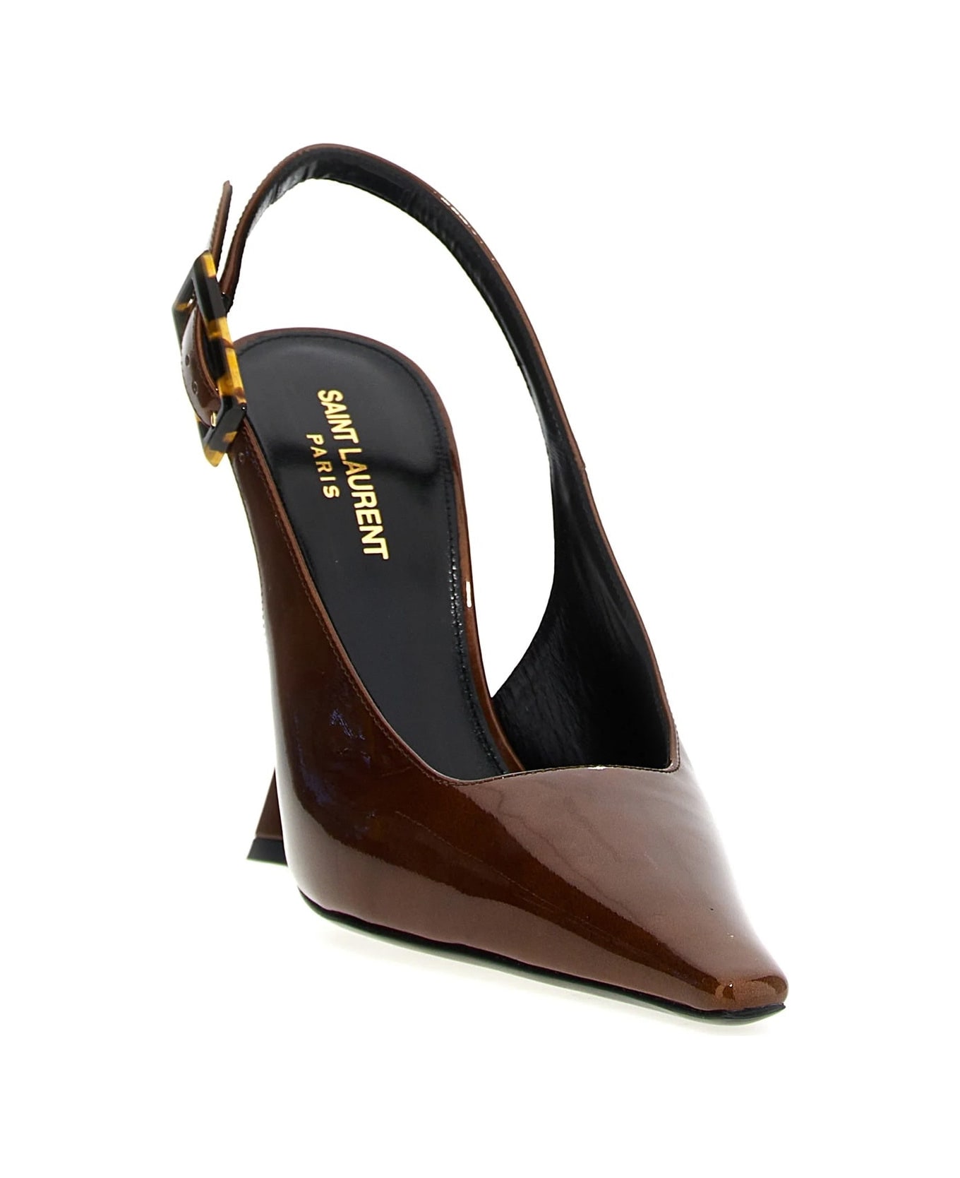 SL DUNE SLINGBACK PUMPS BLACK SATIN