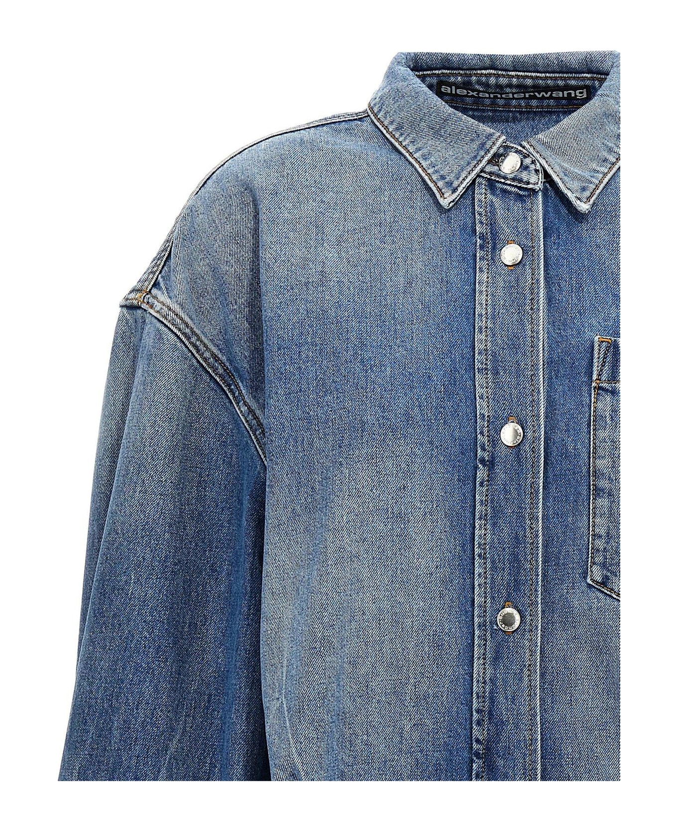 【ALEXANDER WANG】Denim mini dress /デニムドレス Denim Minidress in Cotton in VINTAGE LIGHT INDIGO