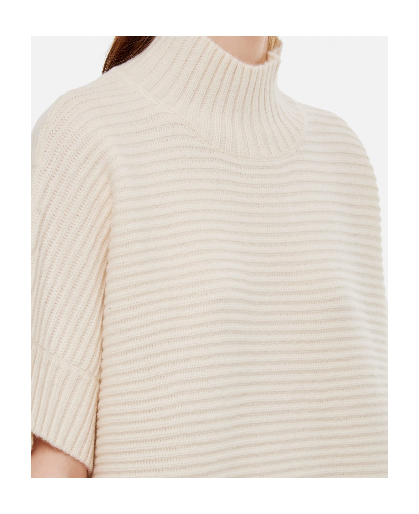 Max Mara Short Sleeves Turtleneck Sweater - White ニットウェア