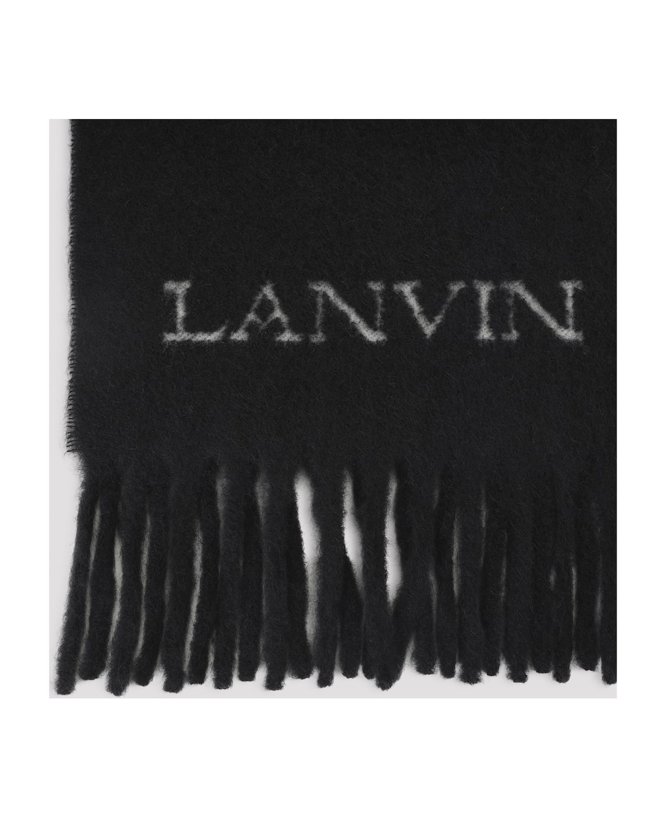 Lanvin Woven Alpaca Scarf - Black Midnight Blue