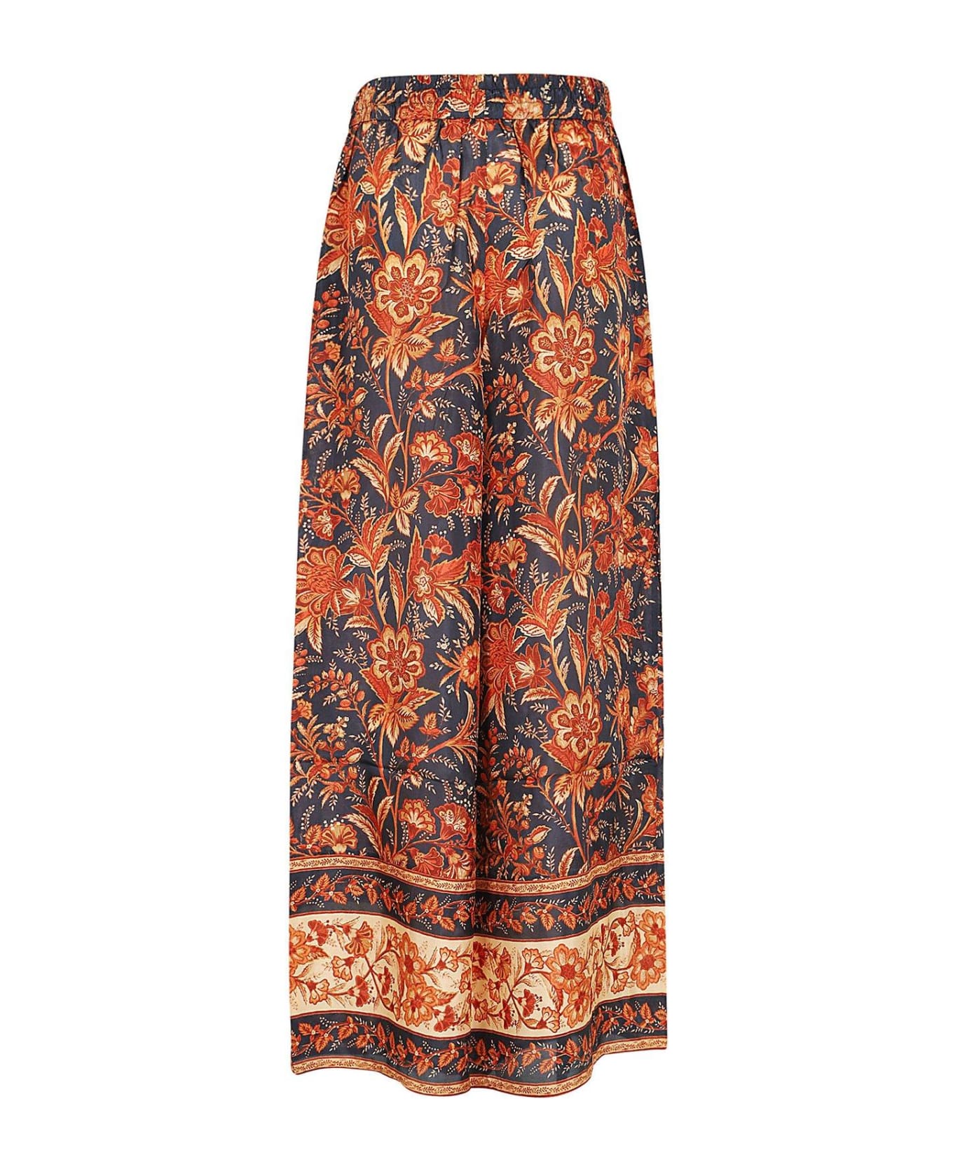 Zimmermann Junie Allover Floral Print Wide-leg Trousers - Dnf Dark Navy Floral