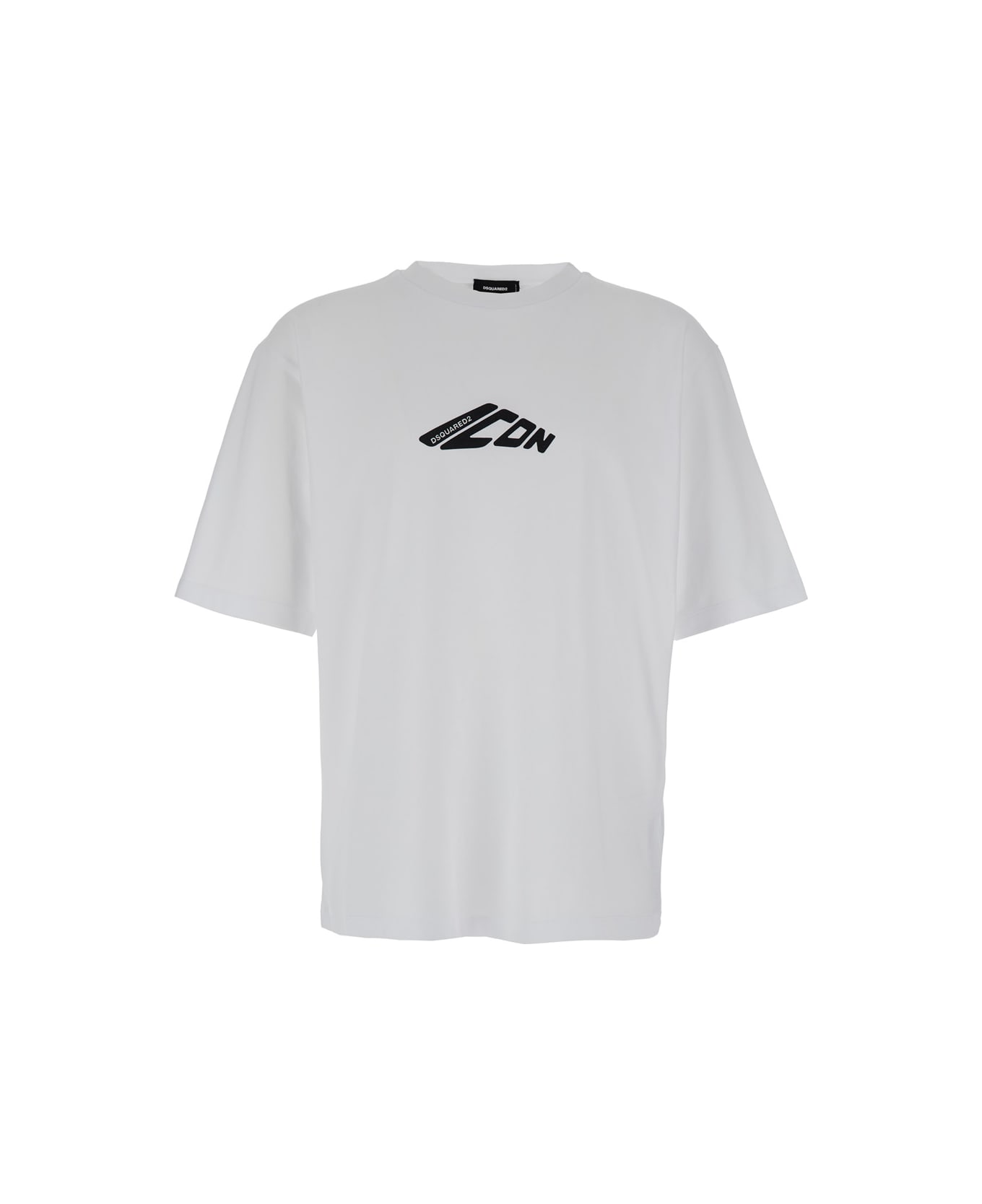 Dsquared2 White T-shirt With Contrasting Icon Print In Cotton Man - White