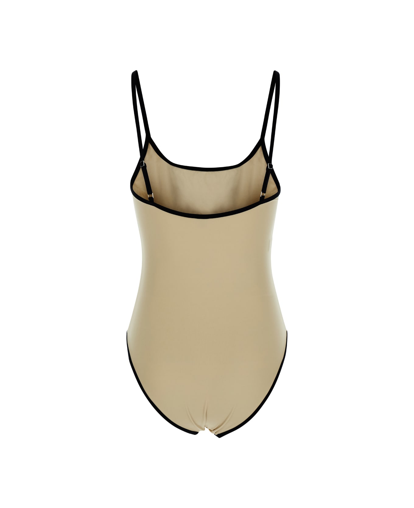 Totême Beige Swimsuit With Shoulder Straps In Techno Fabric Woman - White