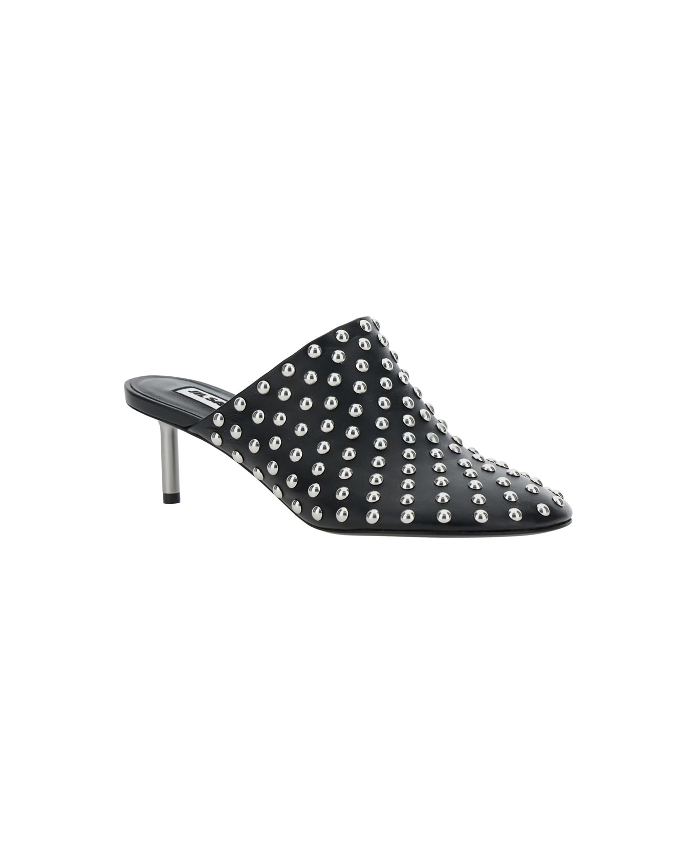 Jil Sander Black Mules With Low Heel And All-over Stud Embellishments - BLACK