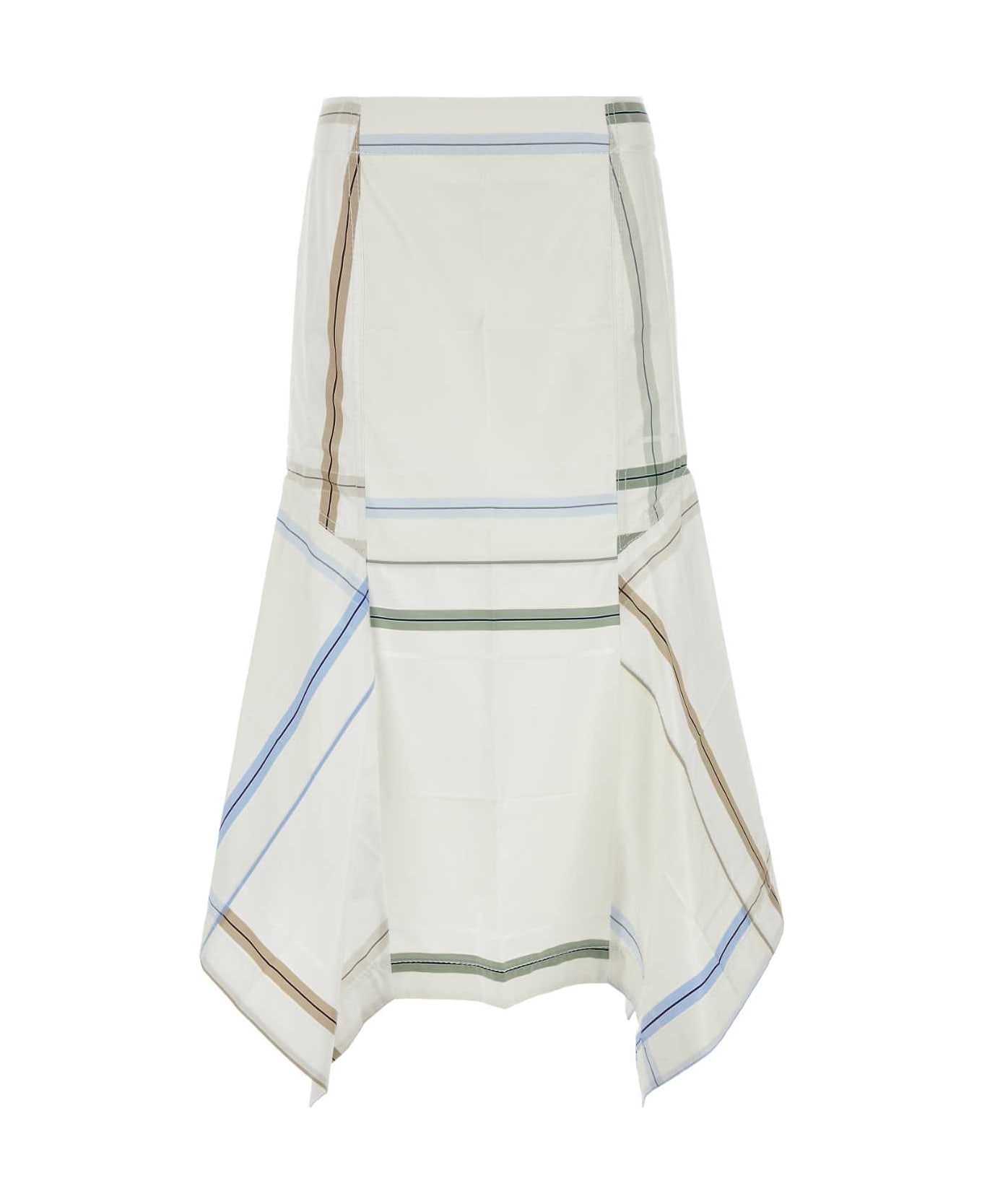 Bottega Veneta Embroidered Cotton Skirt - WHITEMULTI