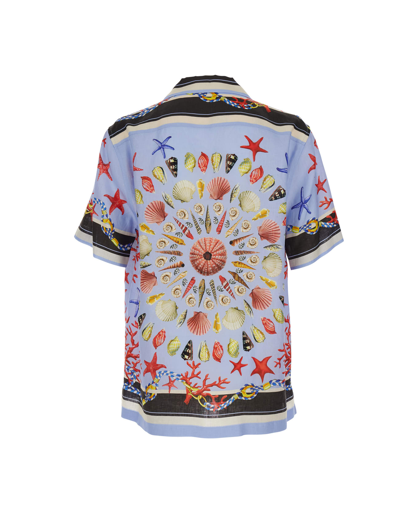 Dolce 
Gabbana Multicolor Bowling Shirt With Cuban Collar And All-over Print In Linen Man - Multicolor