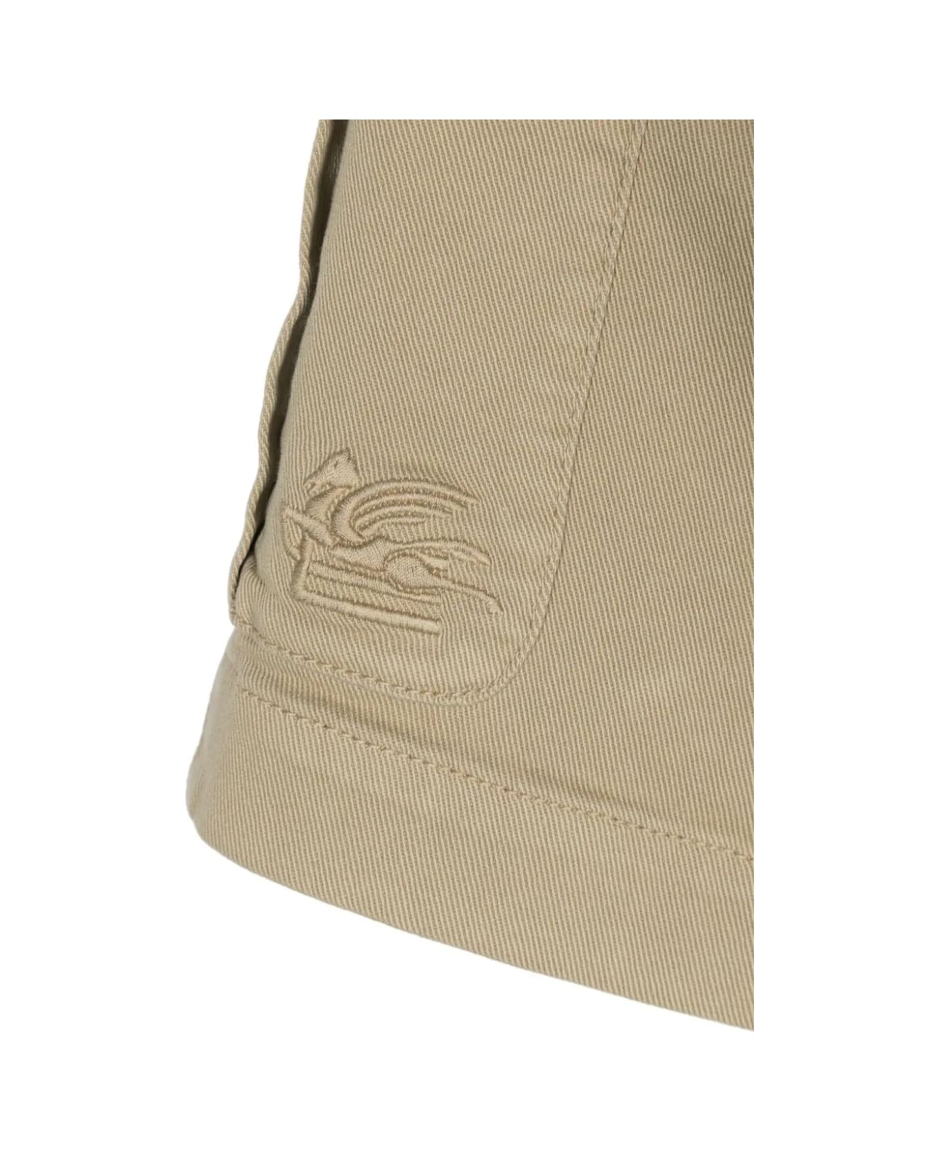 Etro Beige Cargo Shorts With Logo - Brown ボトムス