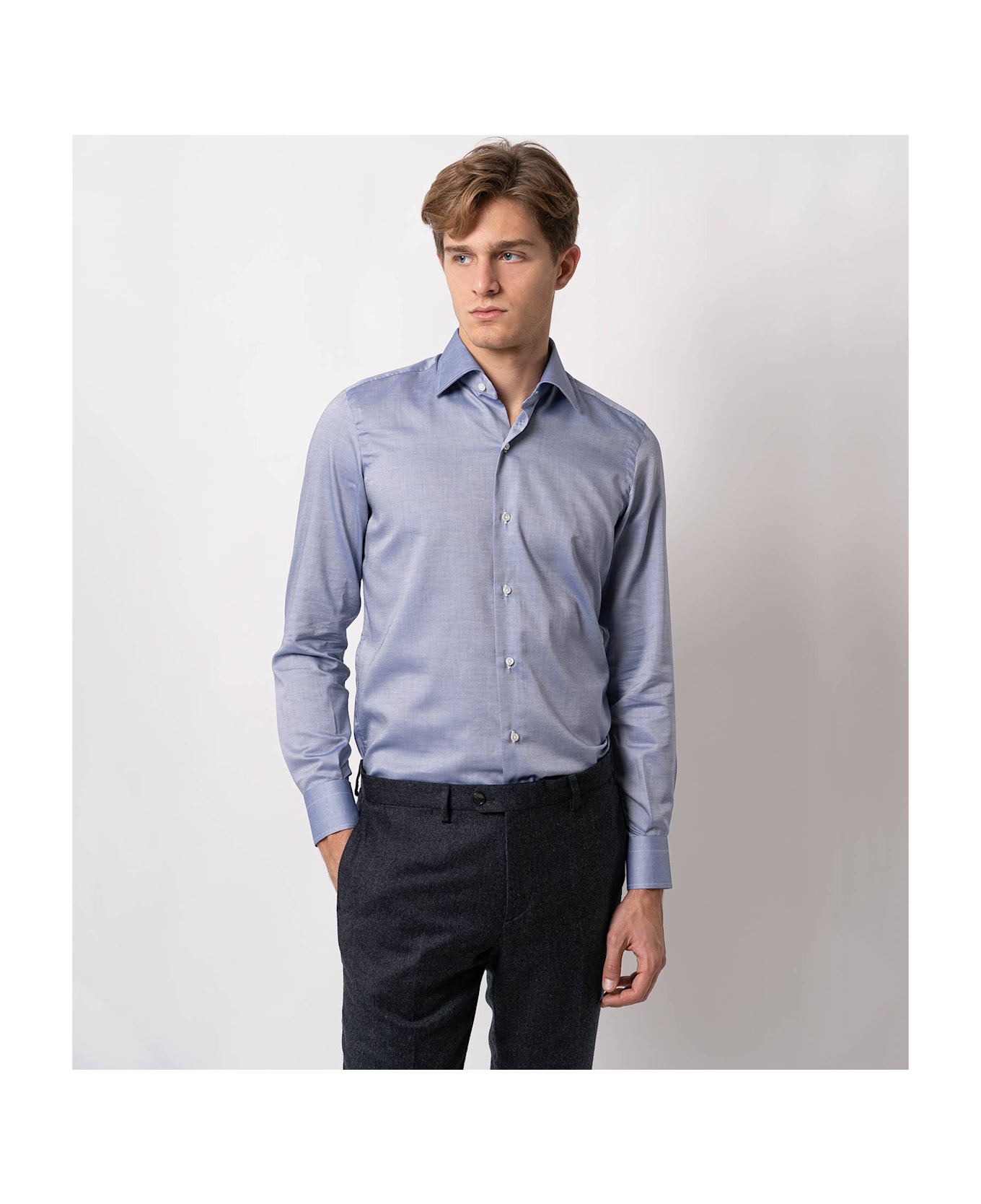 Larusmiani Tailored Cotton Shirt Astoria Shirt - Blue