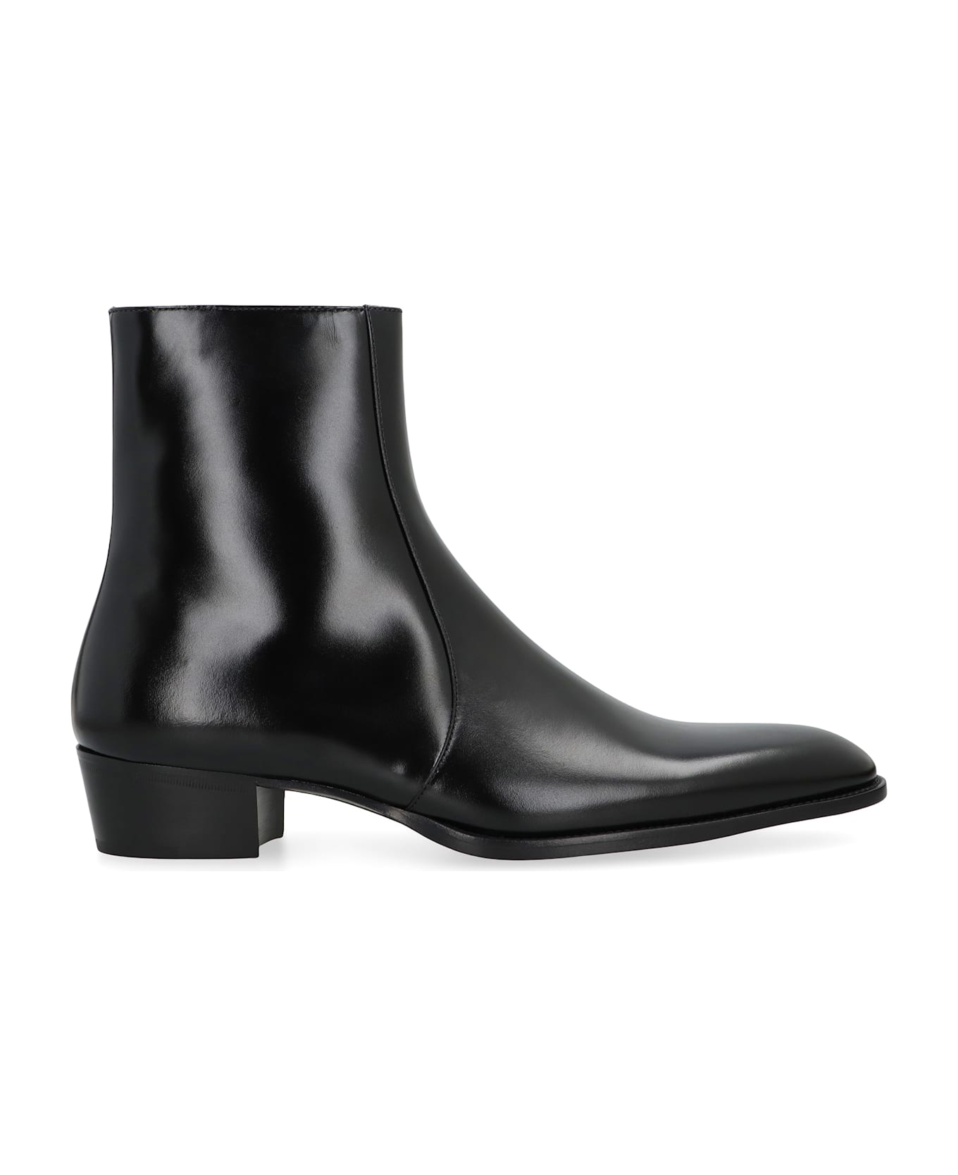 Saint Laurent Smooth Leather Roman Boots - black