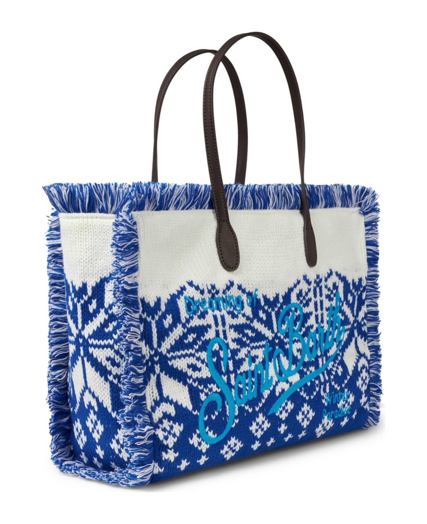 MC2 Saint Barth Vanity Wooly Shoulder Bag With Nordic Pattern - BLUE