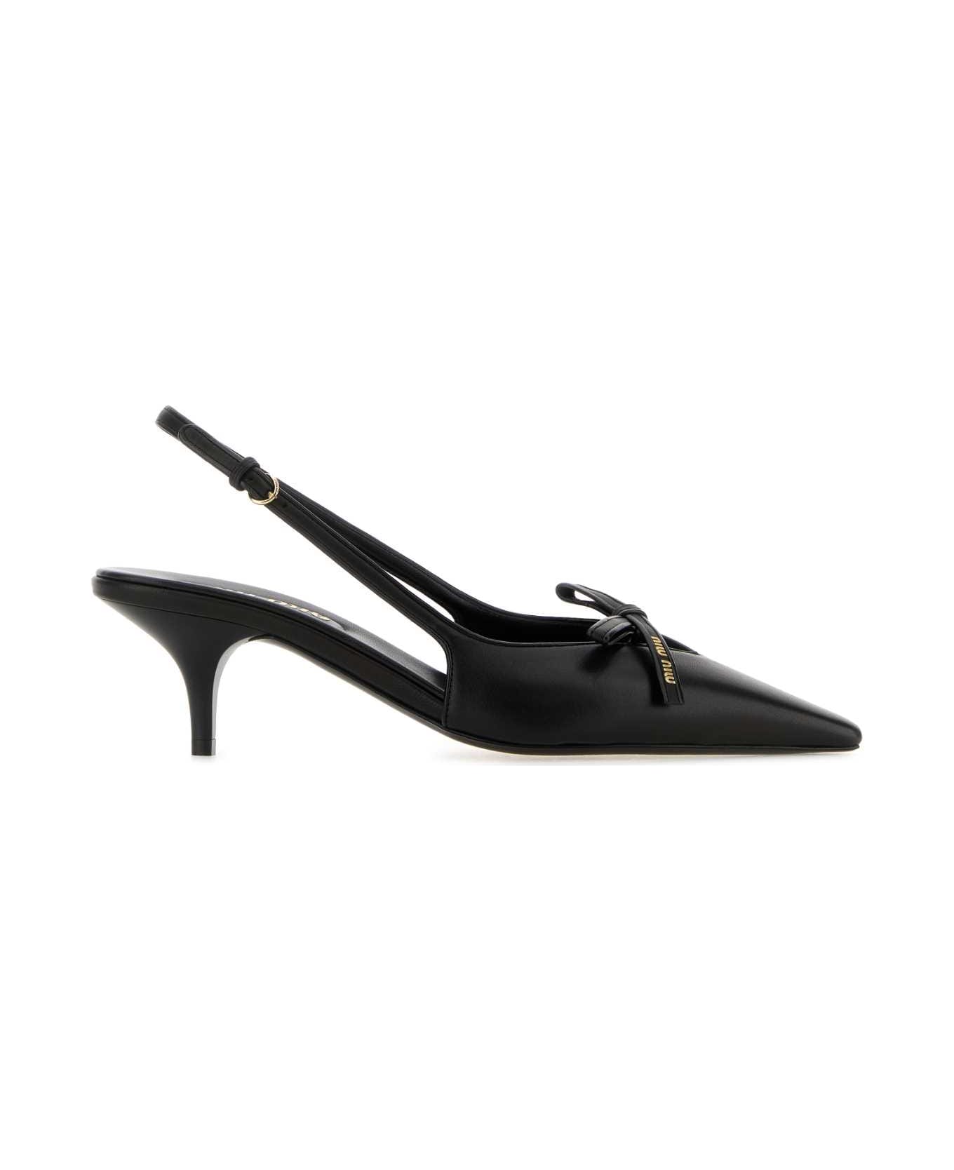 Miu Miu Black Leather Pumps - NERO