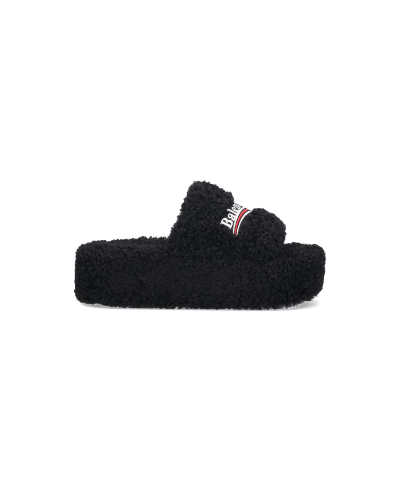 Balenciaga "furry" Slide Sandals - Black  