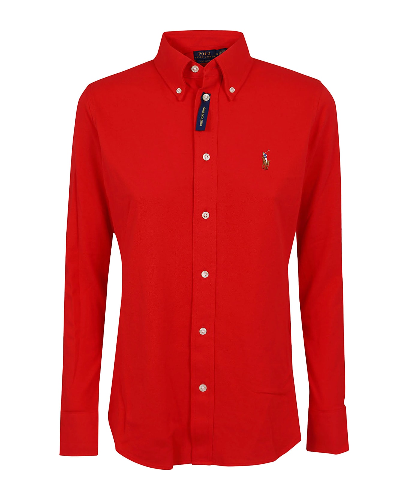 Polo Ralph Lauren Ls Knt Ox St-long Sleeve-button Front Shirt - Bright Hibiscus
