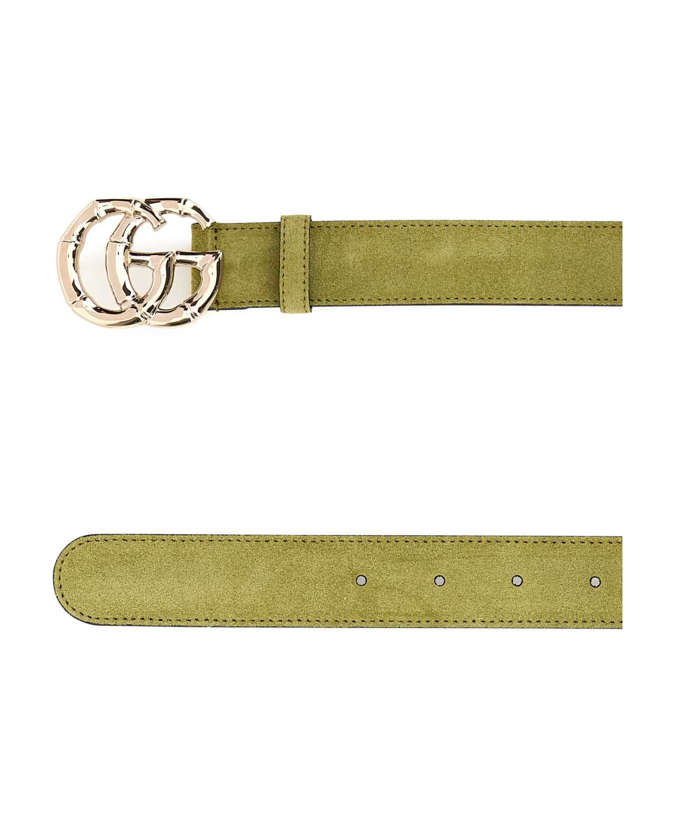 Gucci Sage Green Suede Belt - TRACEOLIVA