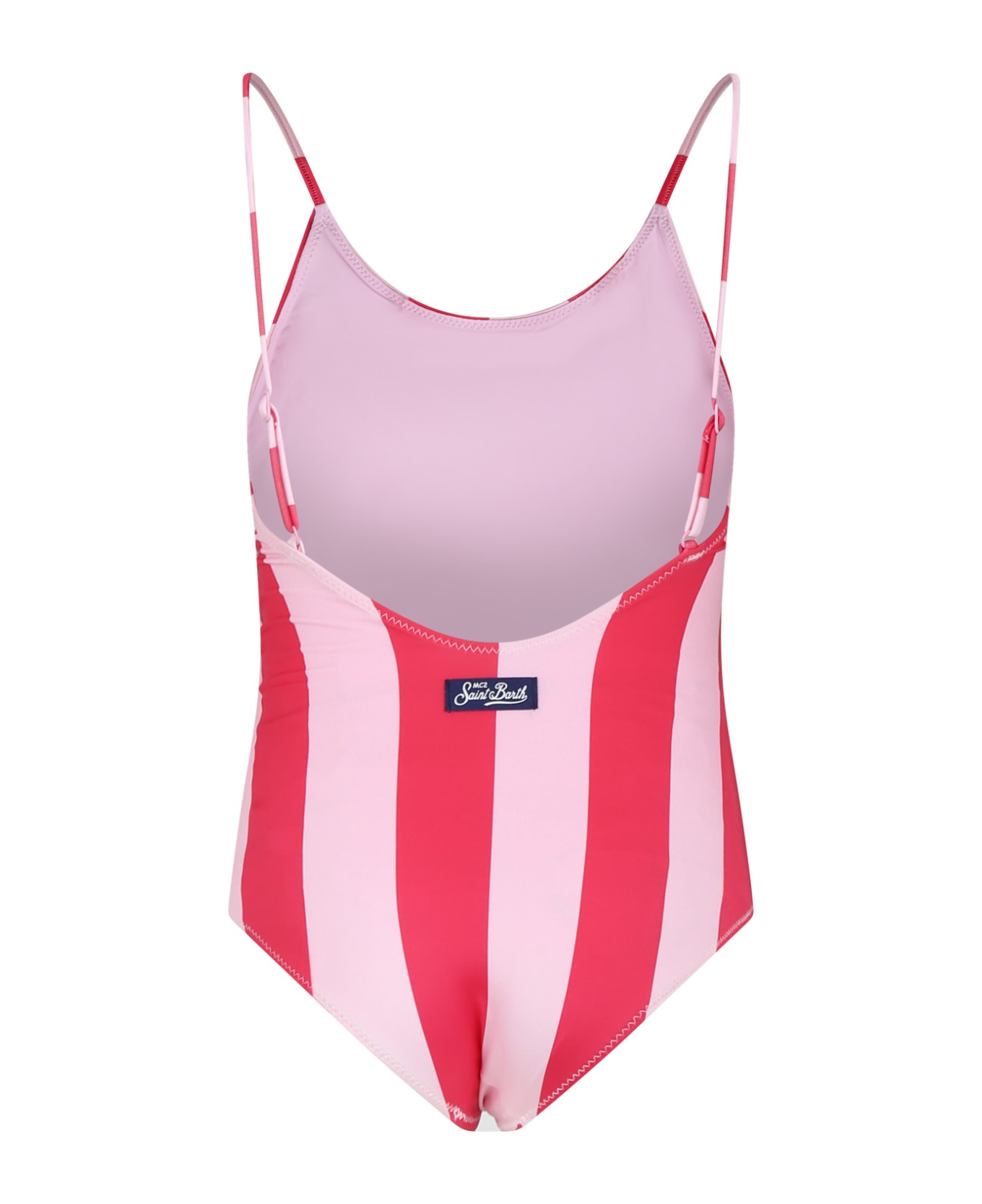 MC2 Saint Barth Pink Swimsuit For Girl With Logo - Multicolor 水着