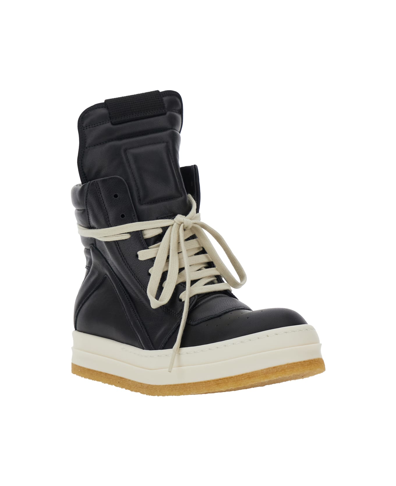 Rick Owens 
creep Geo-basket
 Black High-top Sneakers With Contrasting Details In Leather Woman - Black