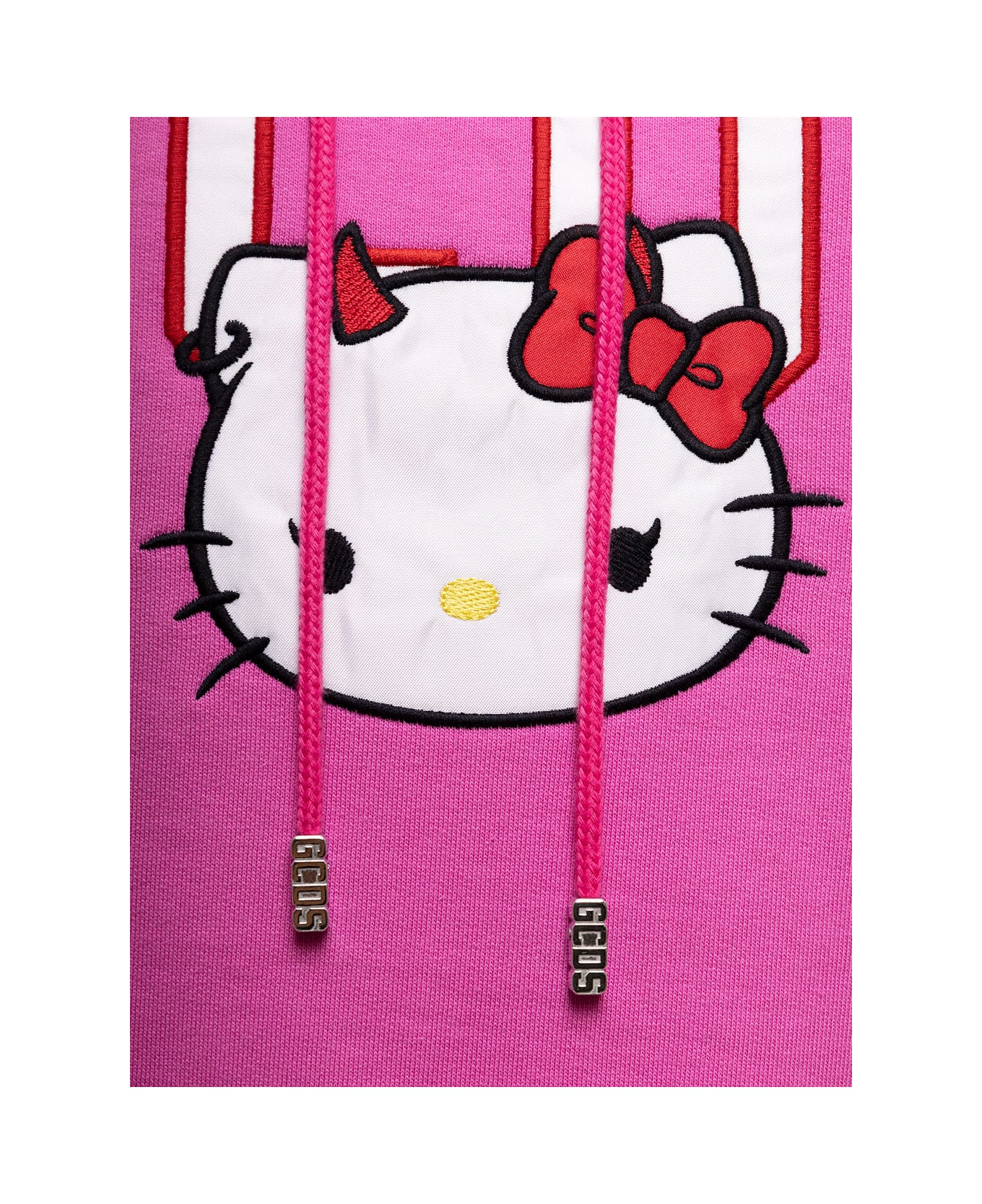 GCDS Pink Jersey Hoodiie In Fleece Cotton With Hello Kitty Print And Contrast Bands Gcds Woman - Pink