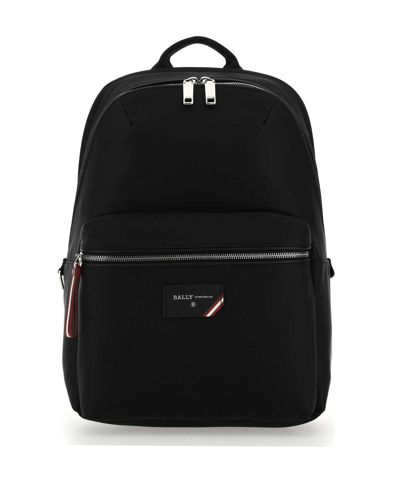 Bally Logo Patch Zip-up Backpack - Black