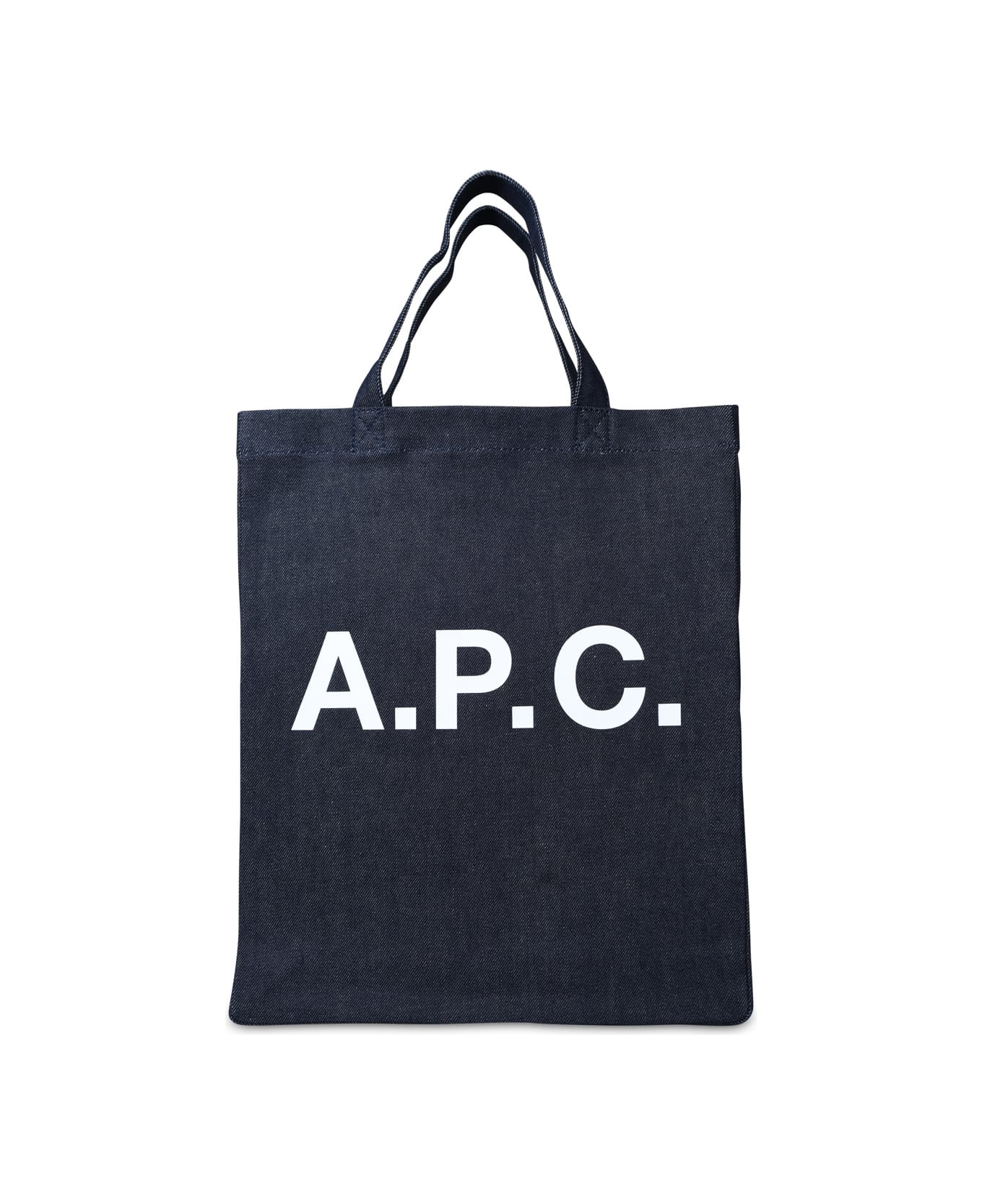 A.P.C. Logo Print Denim Tote Bag - Blue