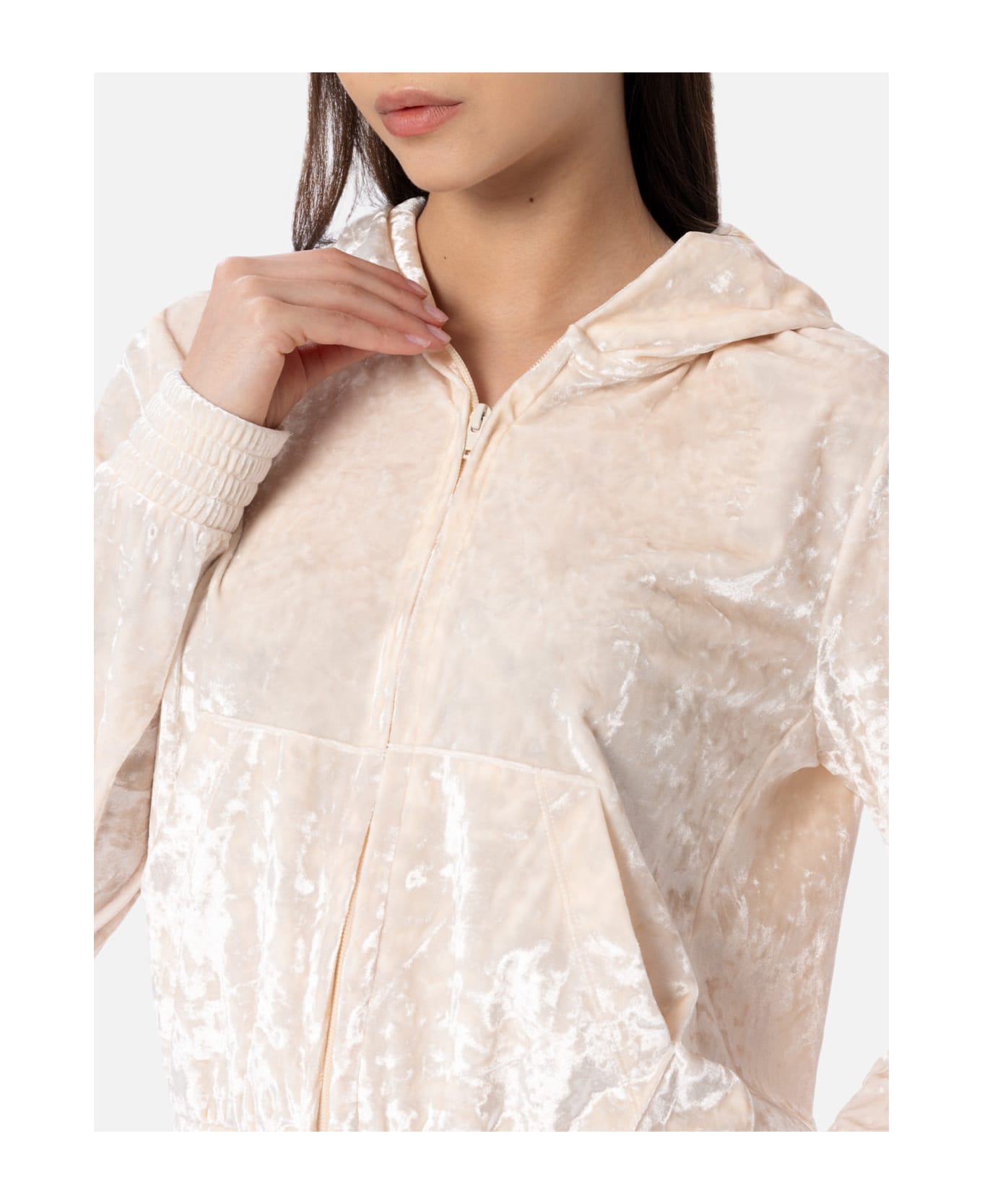 MC2 Saint Barth Woman Chenille Zipped Hoodie Jasmine - WHITE