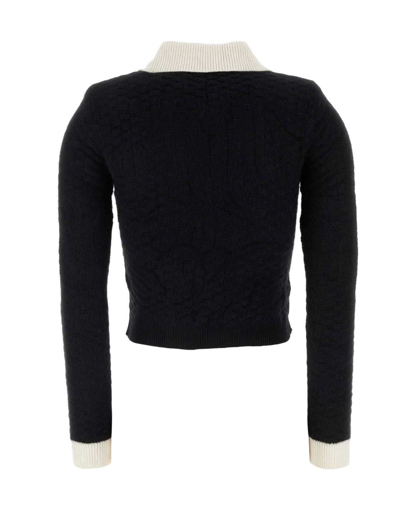 self-portrait Black Nylon Blend Cardigan - Black