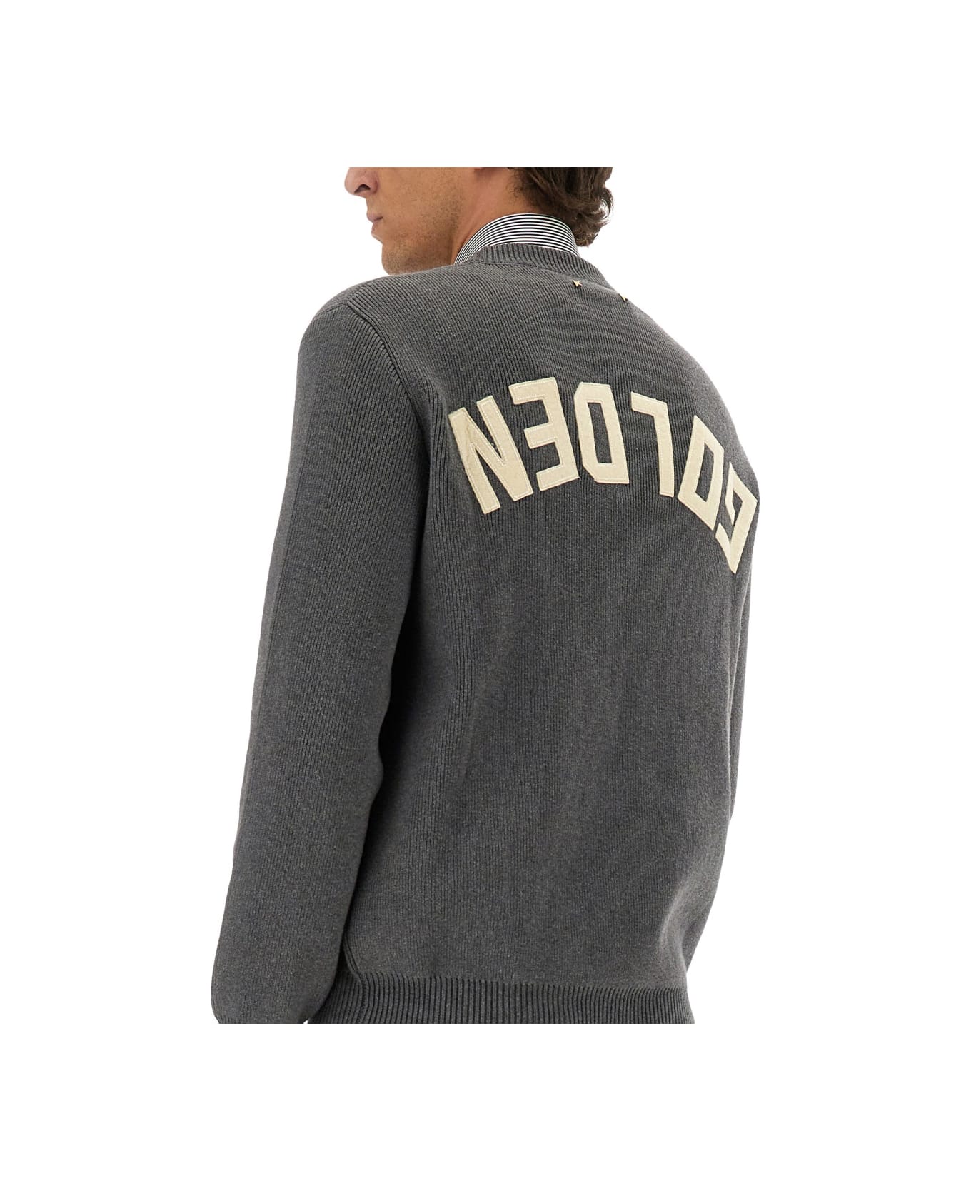 Golden Goose Sweater With Writing On The Back - GREY