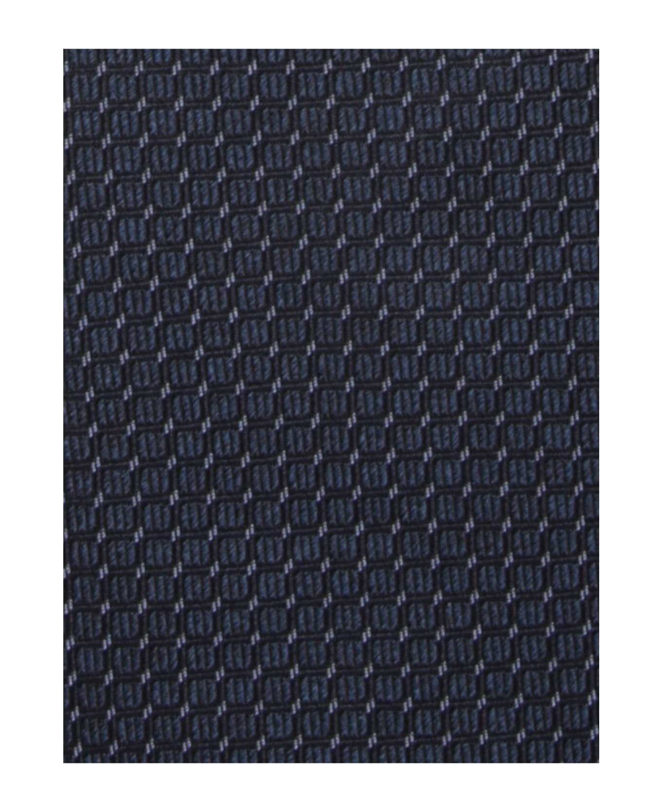 Canali Blue Silk Micro-pattern Tie - Blue