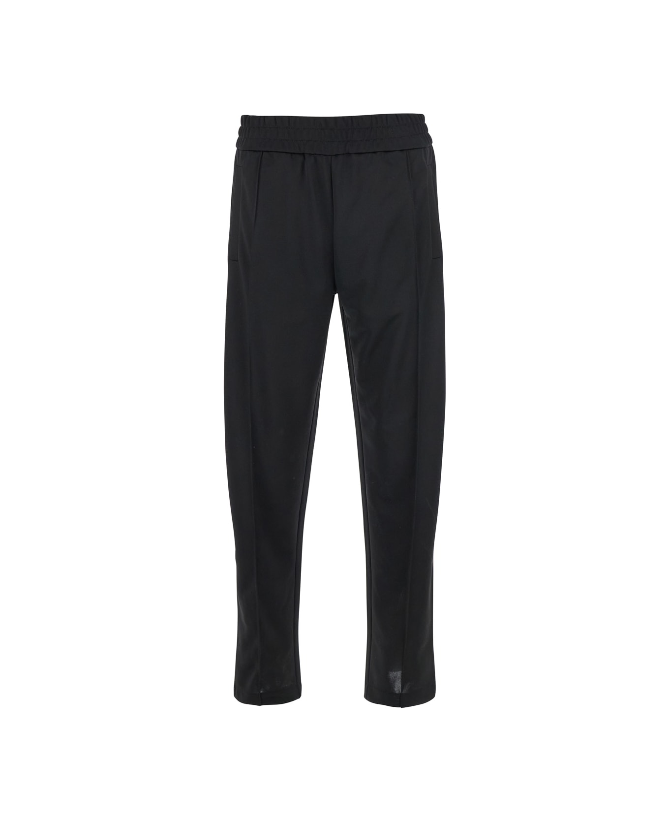 Palm Angels Black Pants With Lettering Logo Printed On The Back In Tech Fabric Man - BLACK