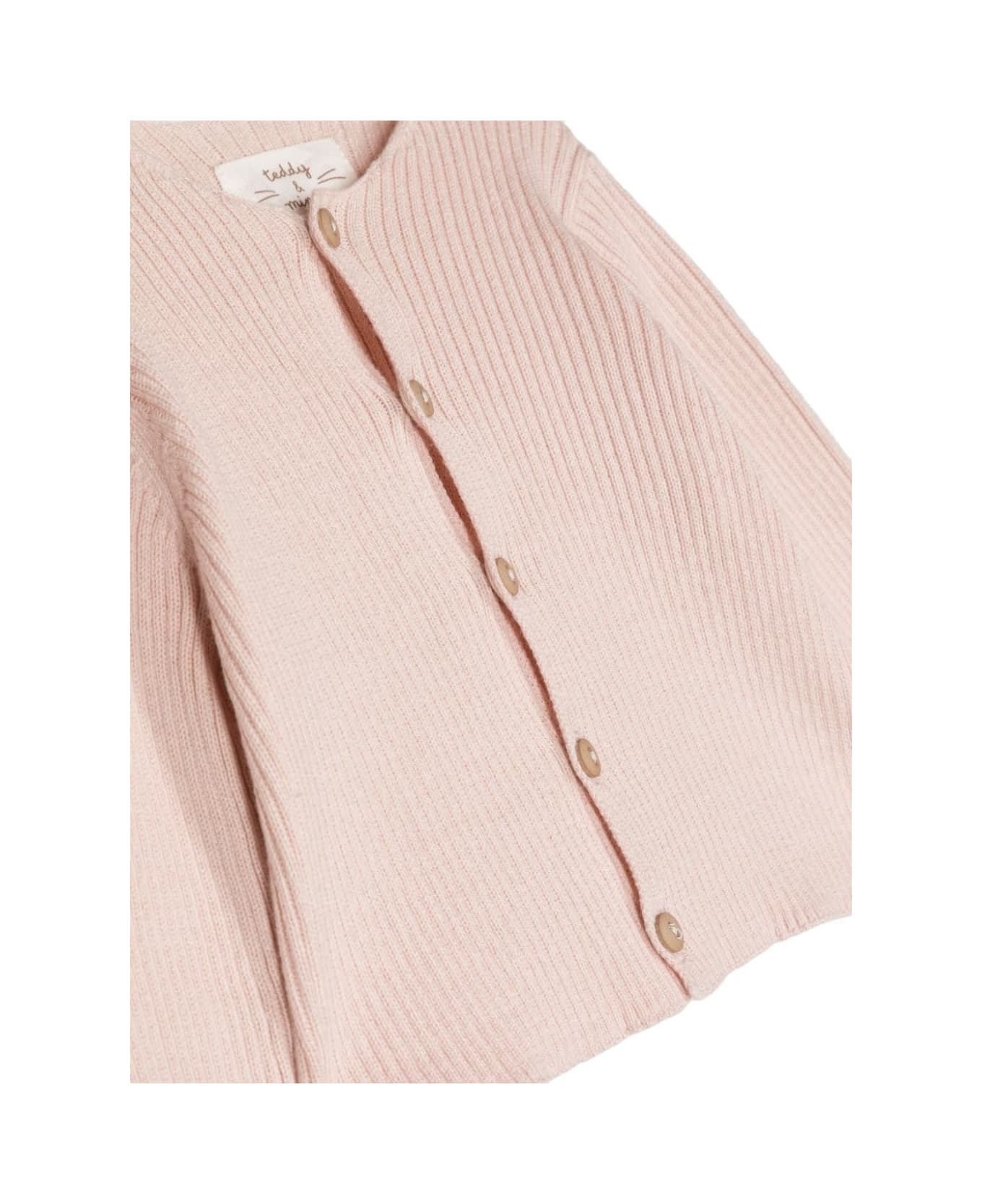 Teddy & Minou Pink Ribbed Cotton Cardigan - Pink ニットウェア＆スウェットシャツ
