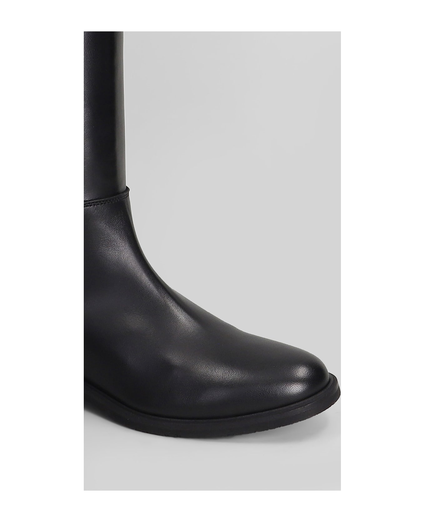 Julie Dee Low Heels Boots In Black Leather - black