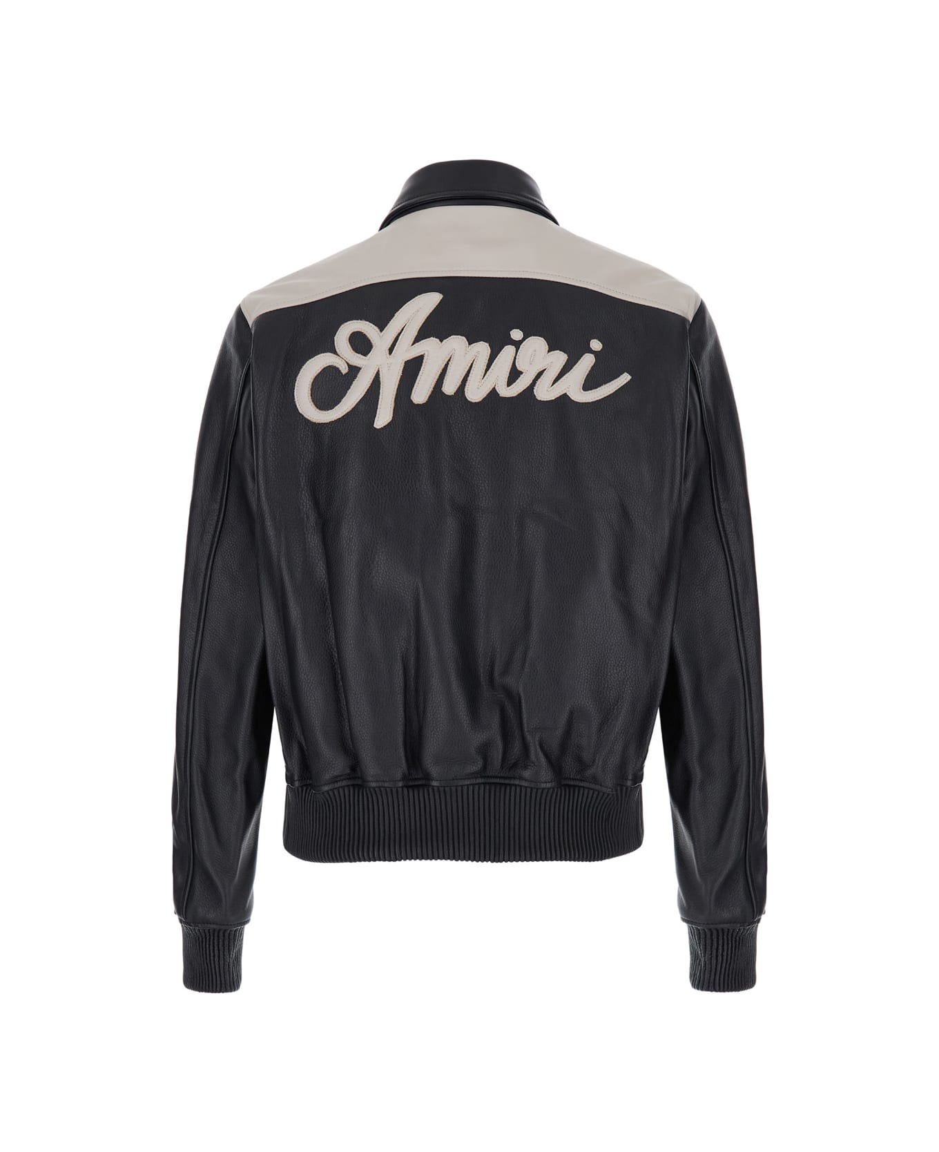 AMIRI Black Bomber Jacket With Logo Detail In Leather Man - Black