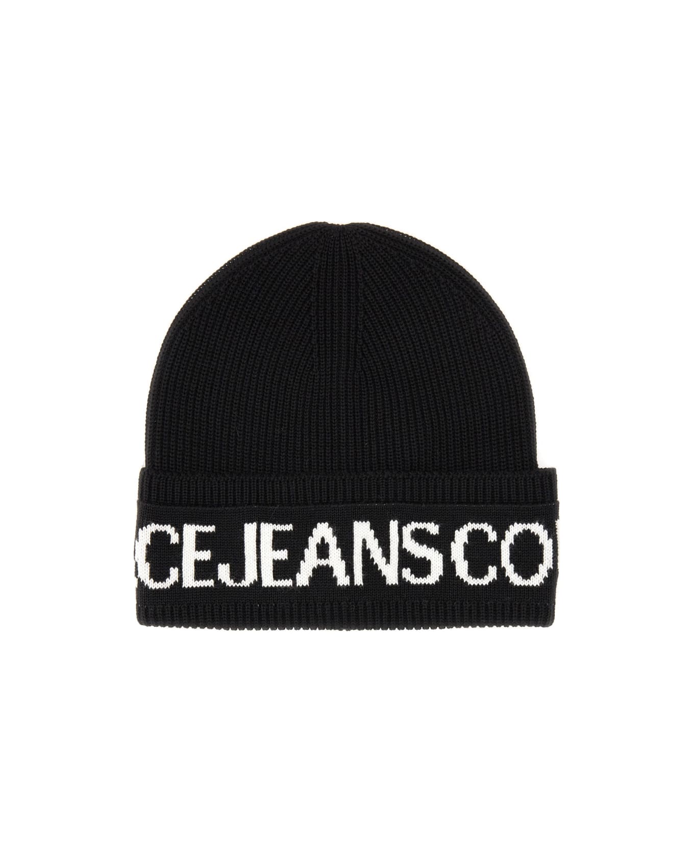 Versace Jeans Couture Beanie Hat With Logo - BLACK