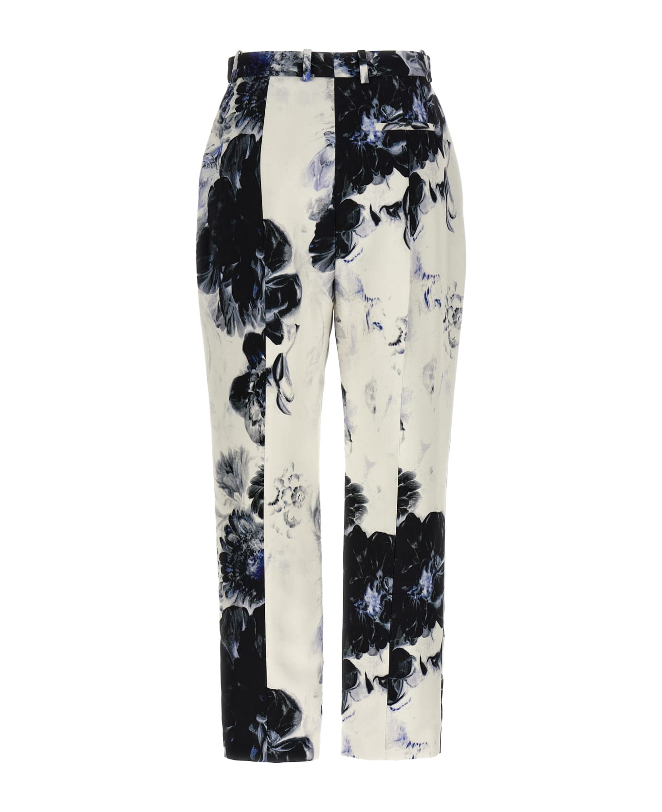 Alexander McQueen Floral Print Viscose Trouser - White