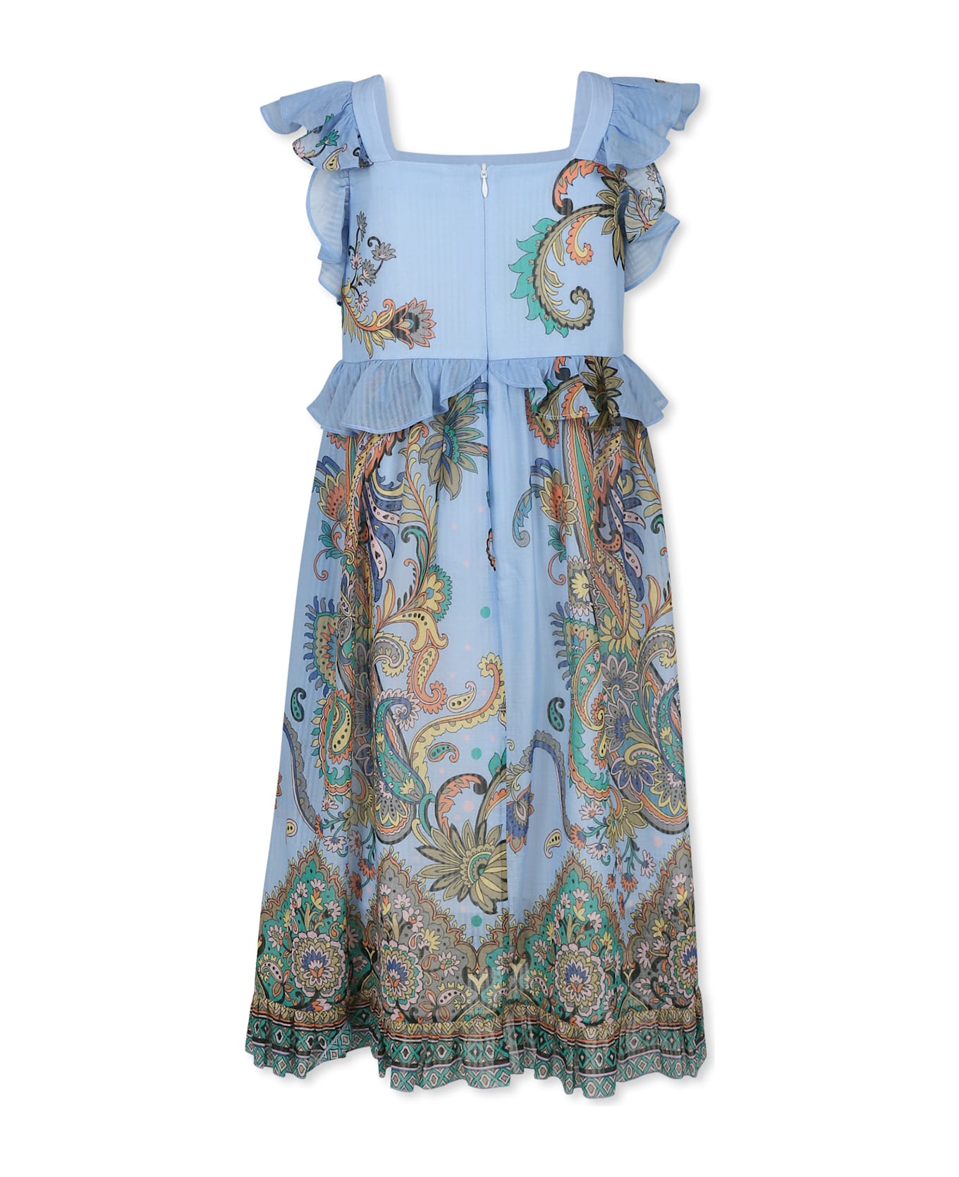 Etro Light Blue Dress For Girl With Paisley Print - Light Blue