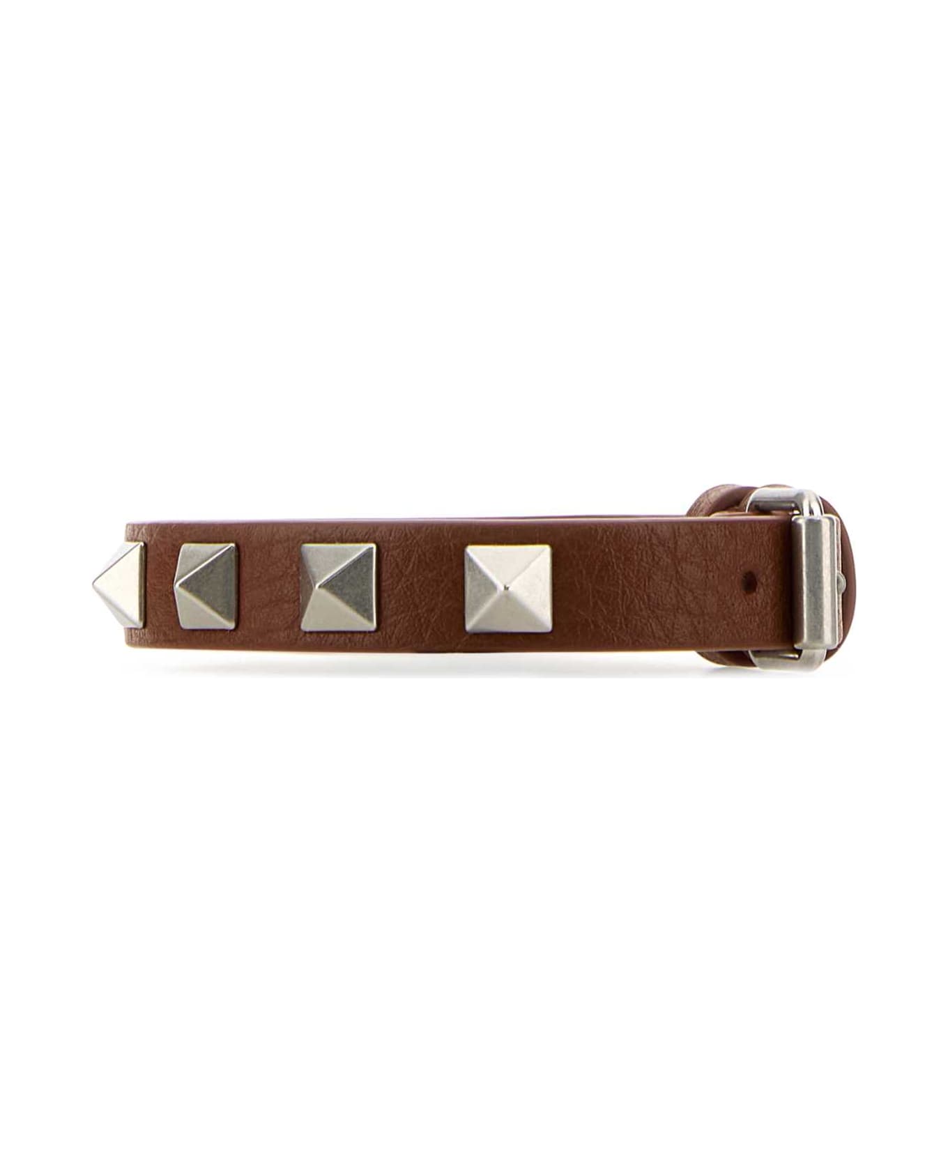 Valentino Garavani Caramel Leather Rockstud Bracelet - DEEPCARAMEL