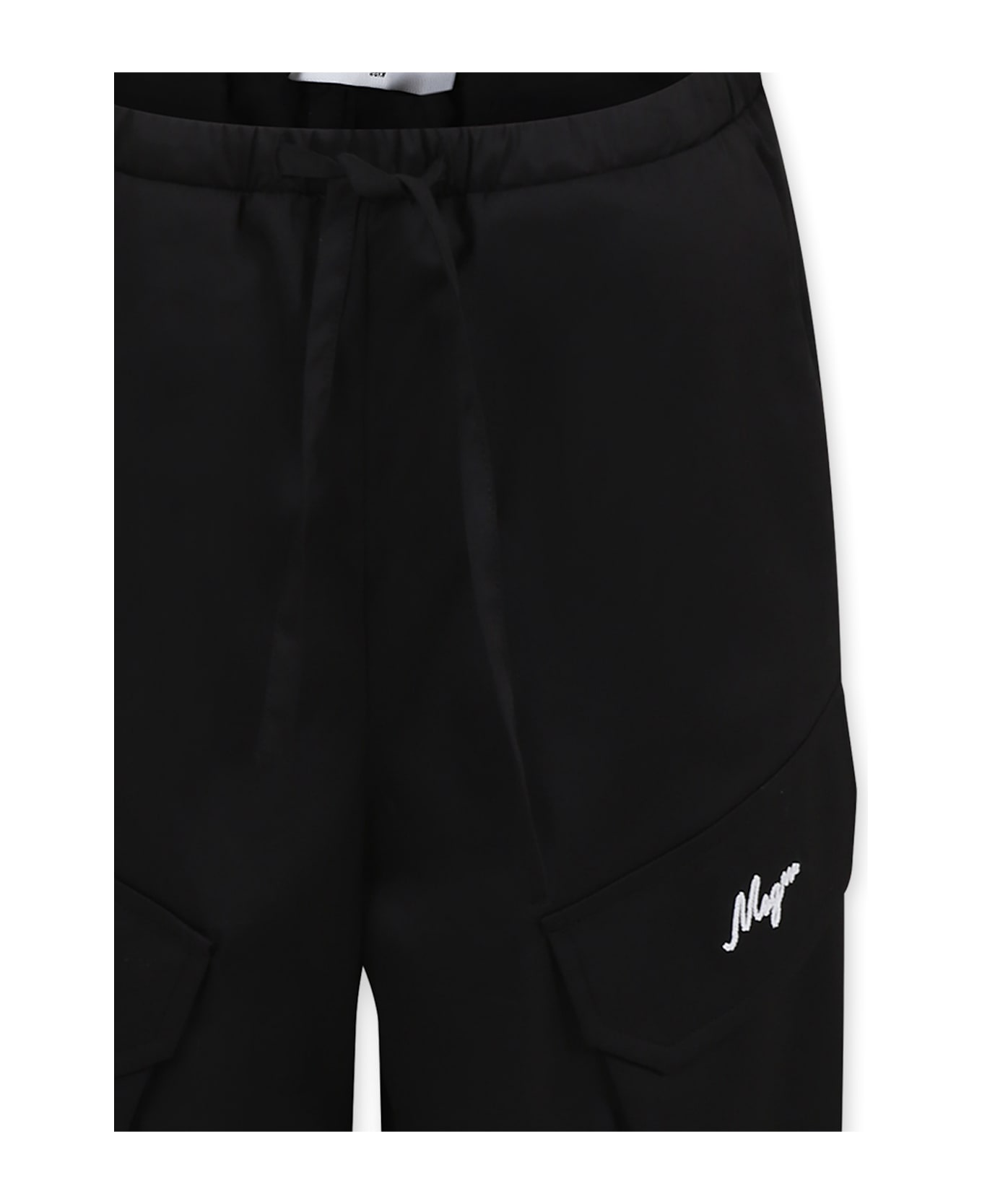 MSGM Black Trousers For Girl With Logo - Black